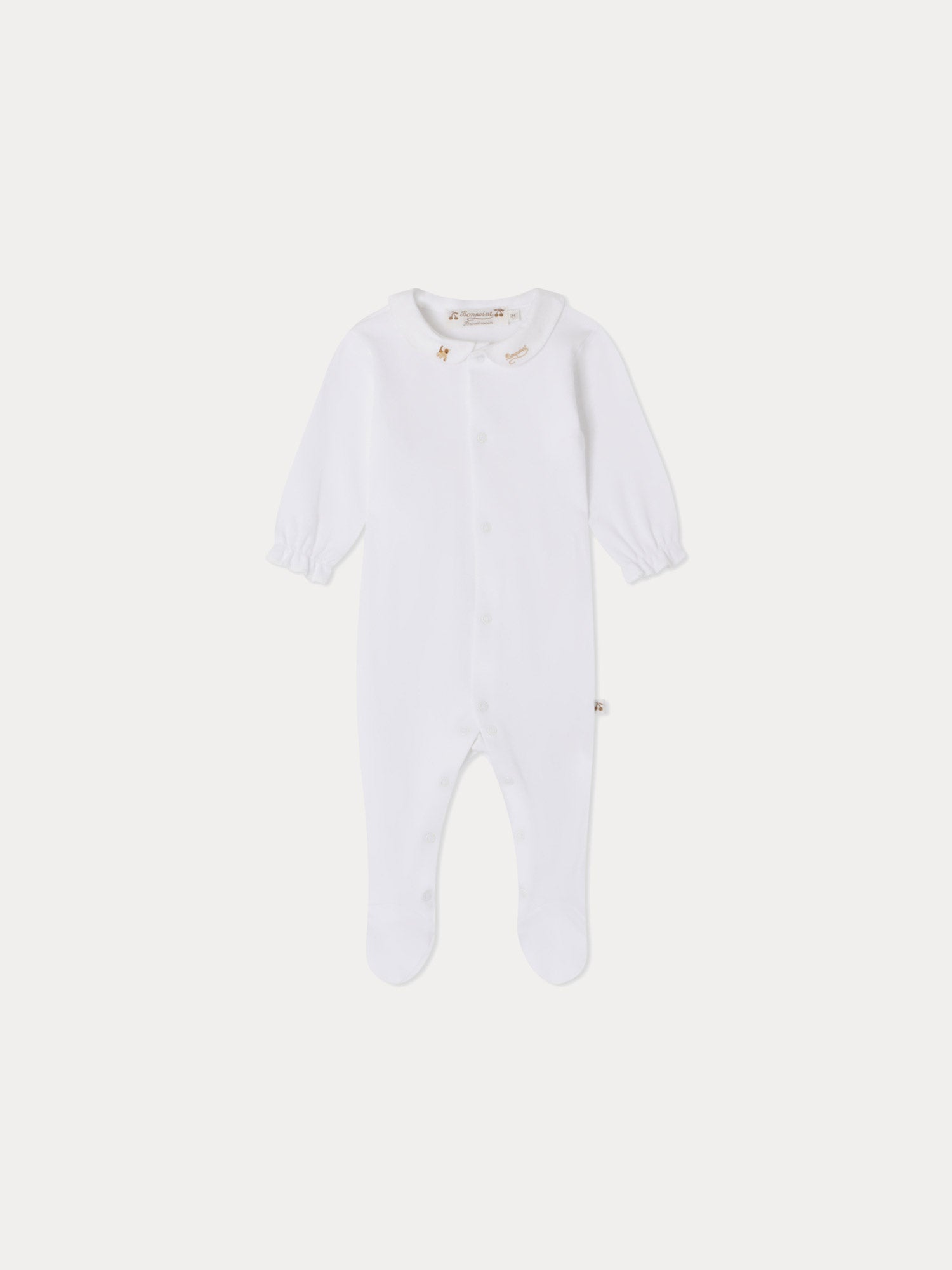 Baby Boys & Girls White Cotton Babysuit