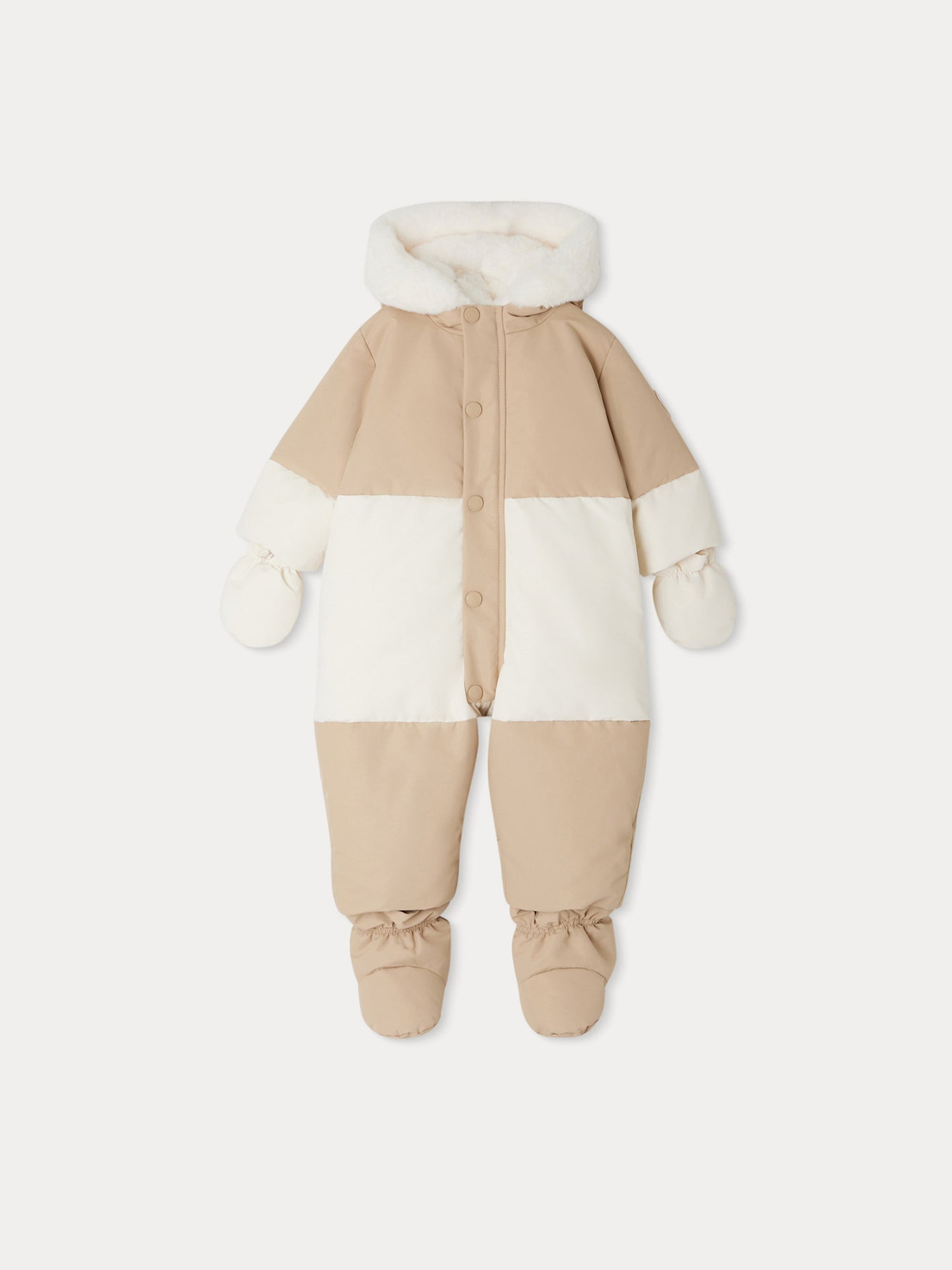 Baby Boys & Girls Beige Padded Babysuit