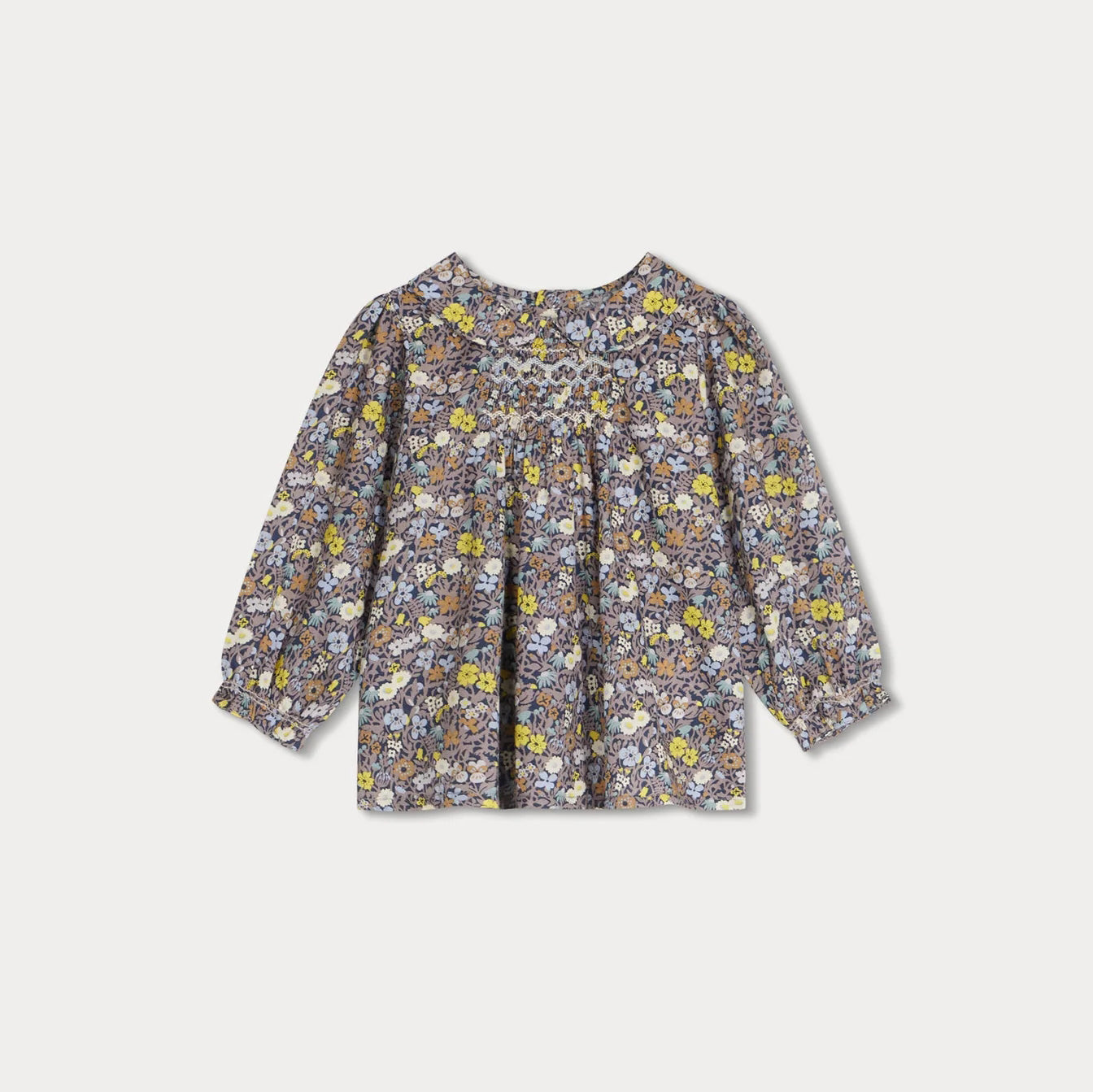 Baby Girls Brown Floral Cotton Shirt