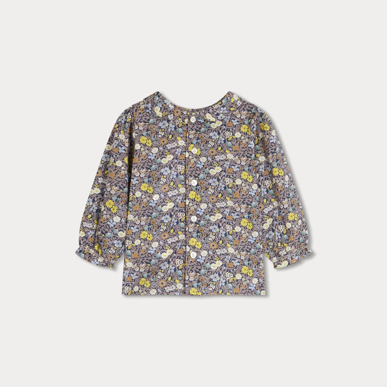 Baby Girls Brown Floral Cotton Shirt