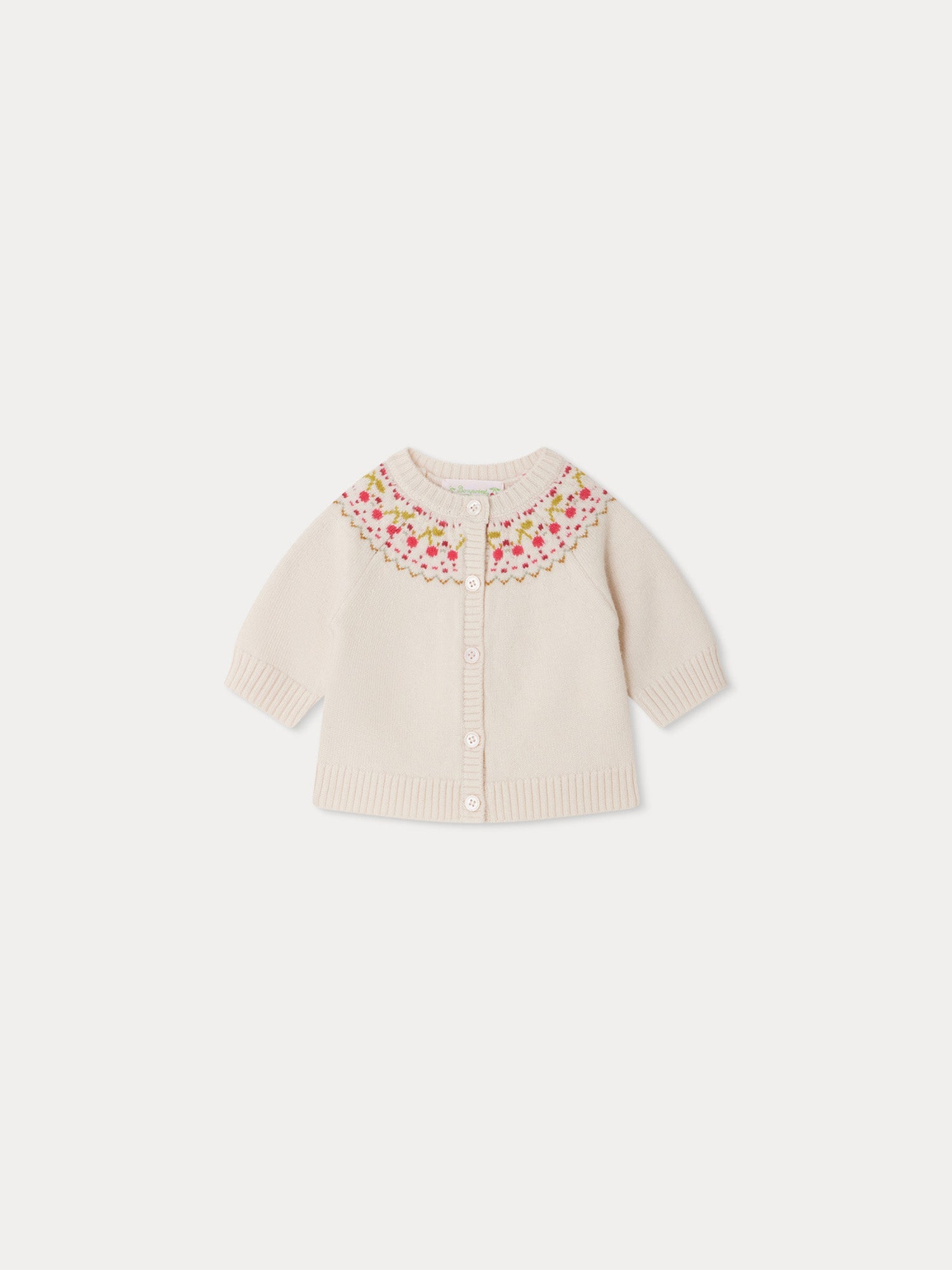 Baby Girls White Jacquard Wool Sweater