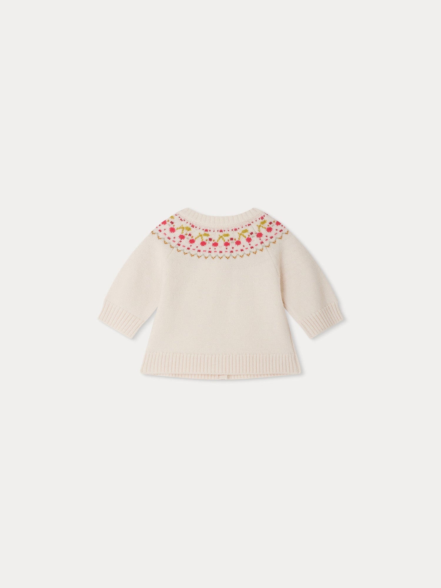 Baby Girls White Jacquard Wool Sweater