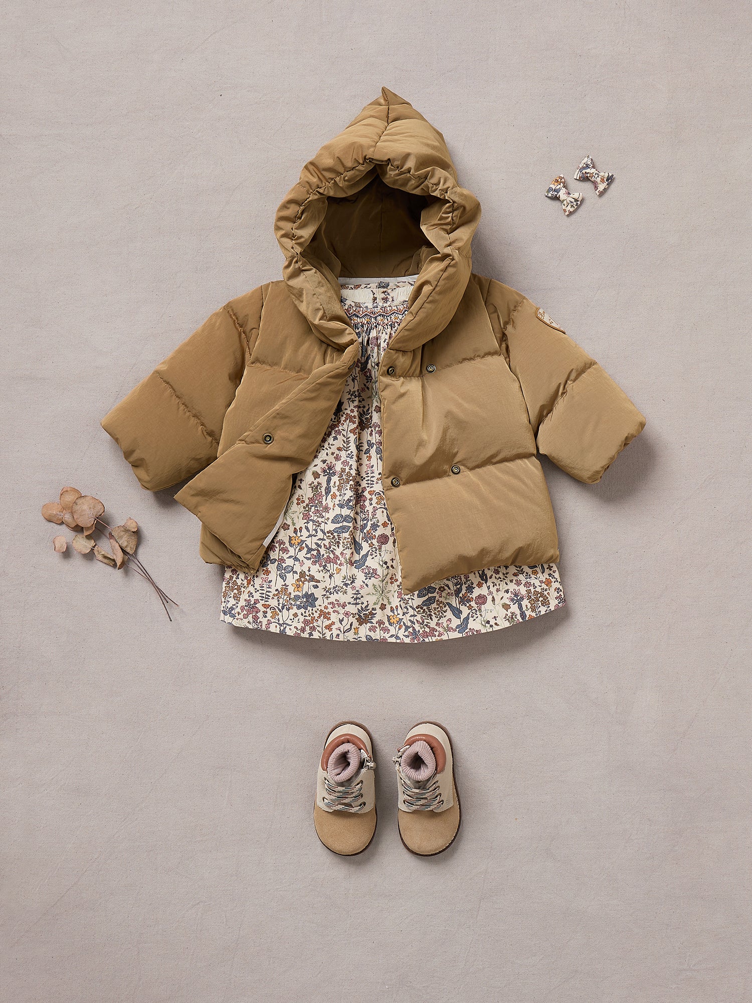 Baby Girls Brown Padded Down Jacket