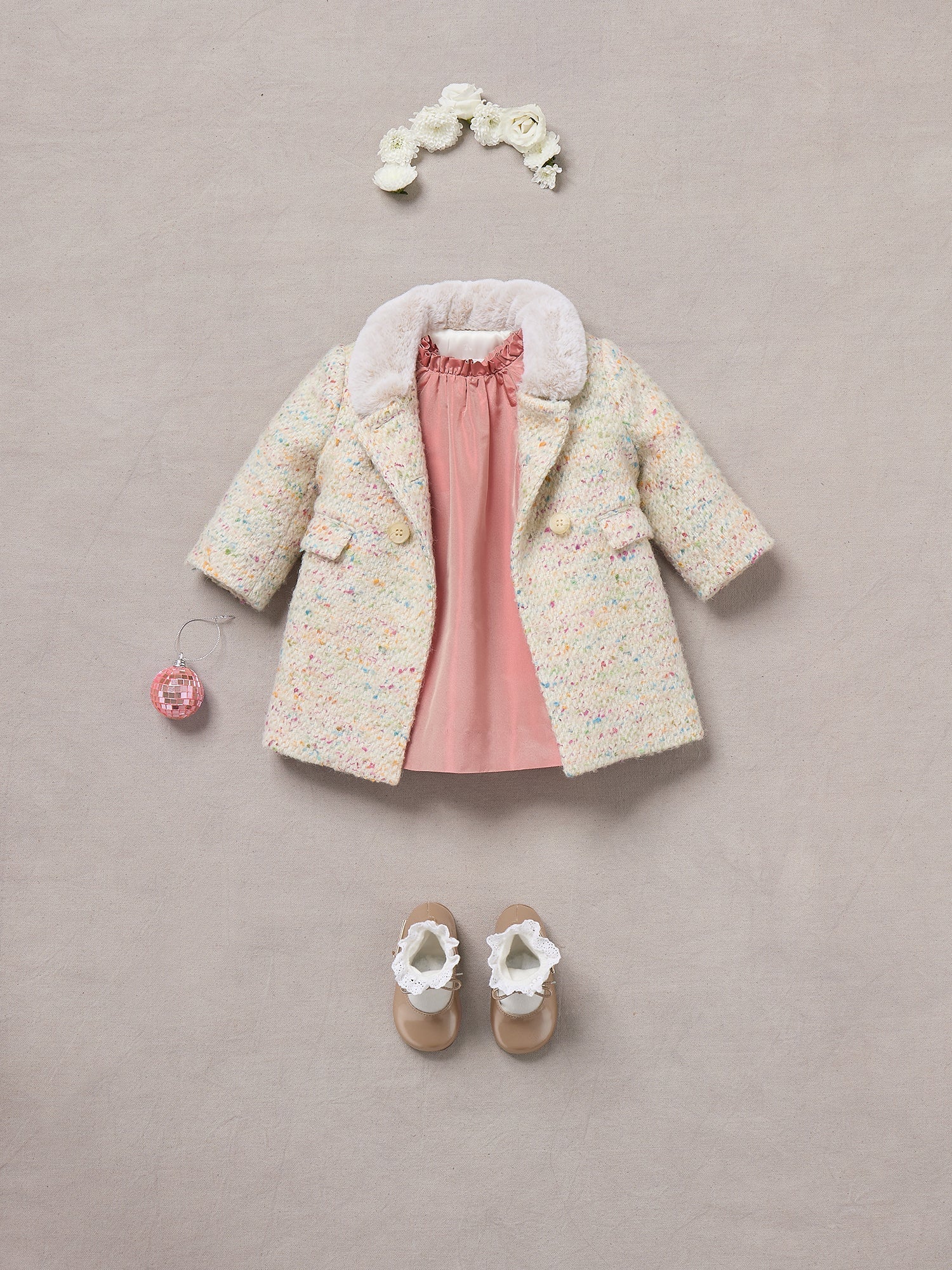 Baby Girls Multicolor Wool Coat