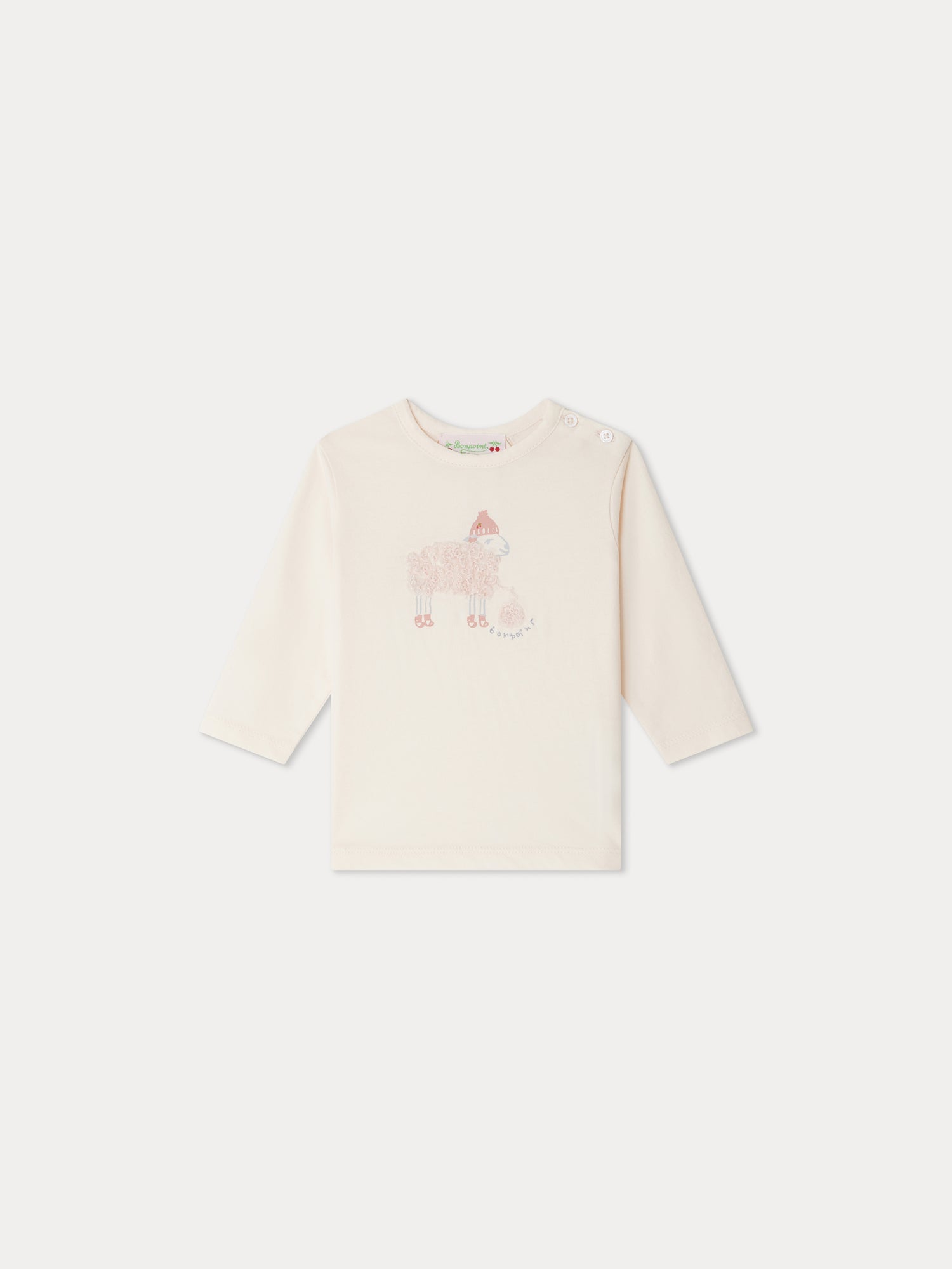 Baby Girls Beige Sheep Cotton T-Shirt