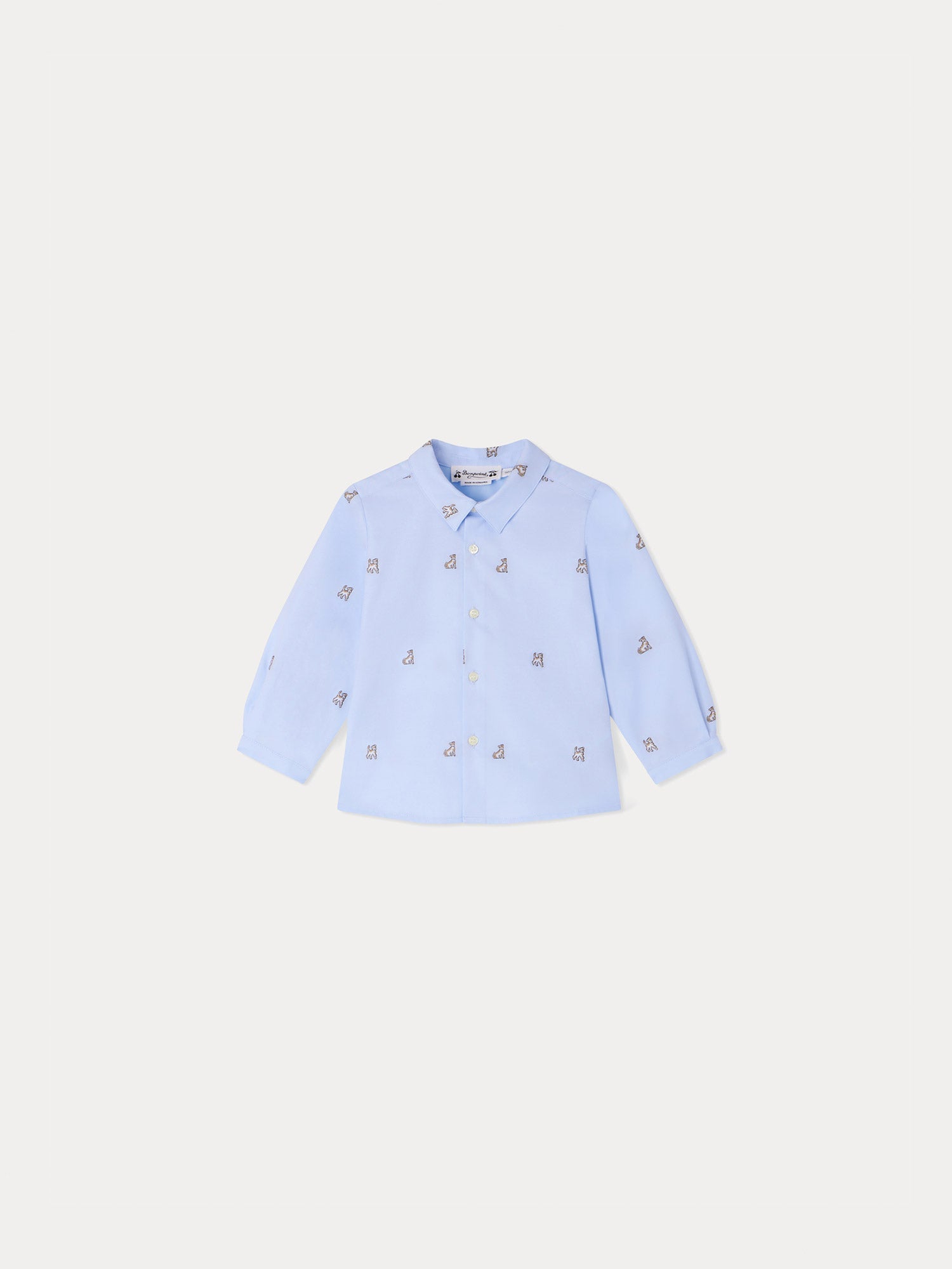 Baby Boys Blue Puppy Cotton Shirt