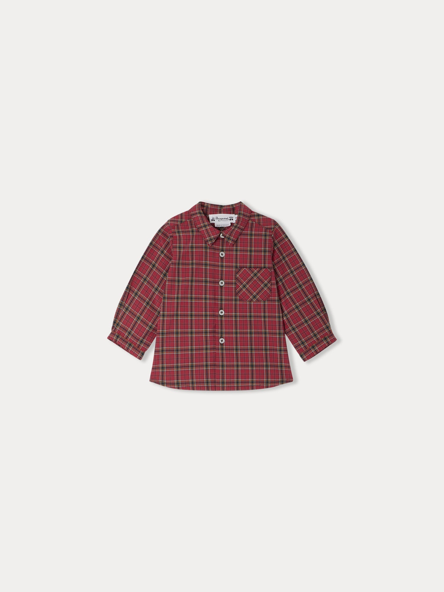 Baby Boys Wine Red Check Cotton Shirt