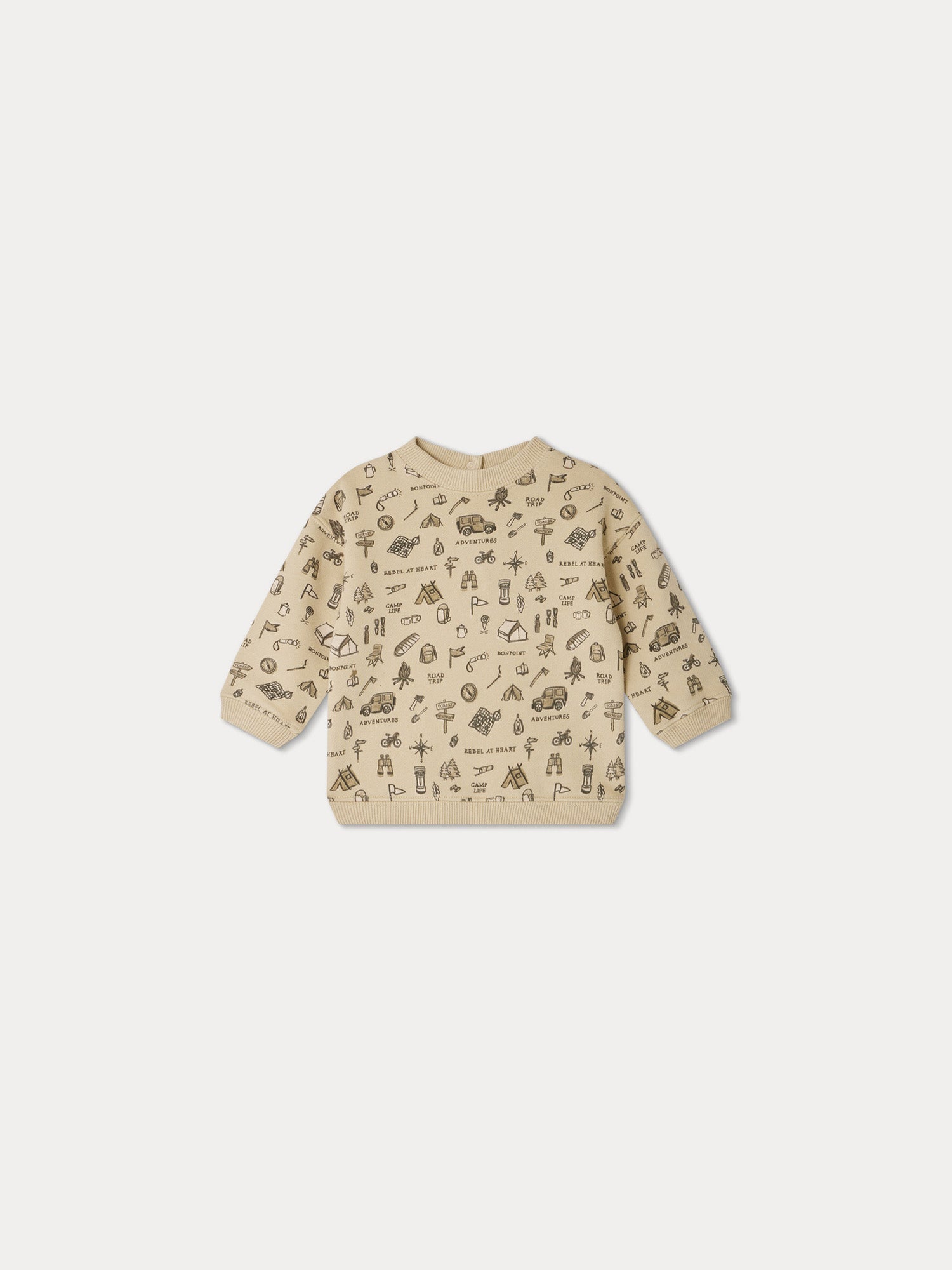 Baby Boys & Girls Beige Printed Cotton Sweatshirt