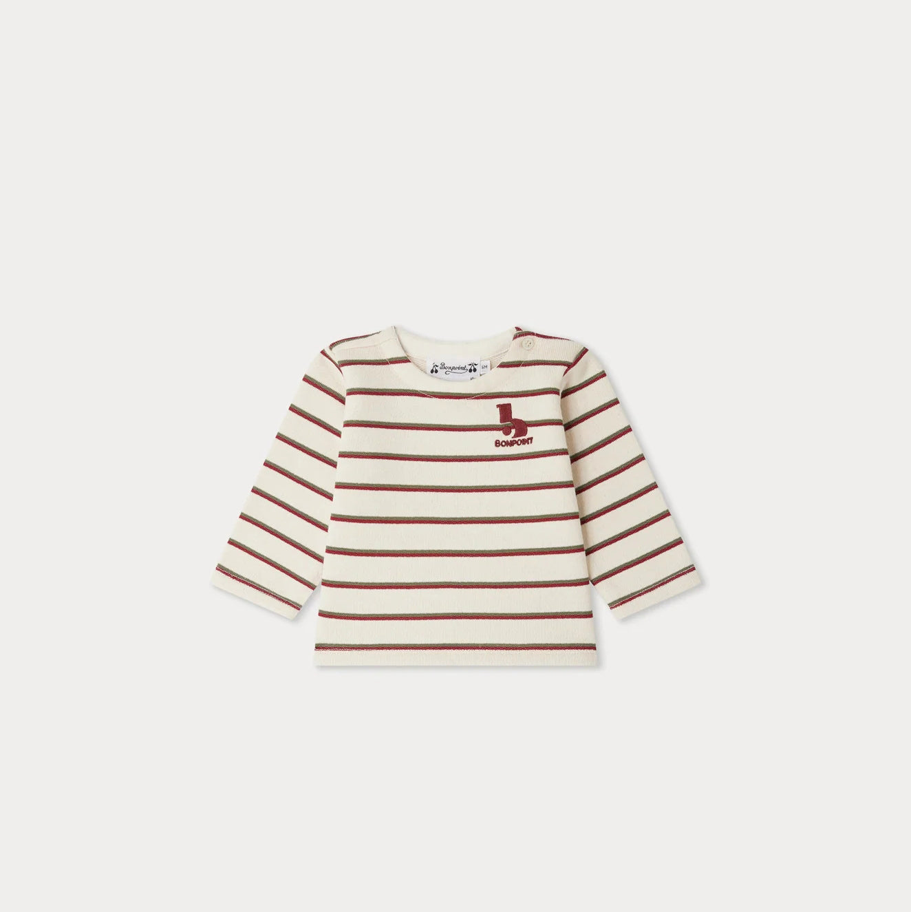 Baby Boys & Girls White Stripes Cotton T-Shirt