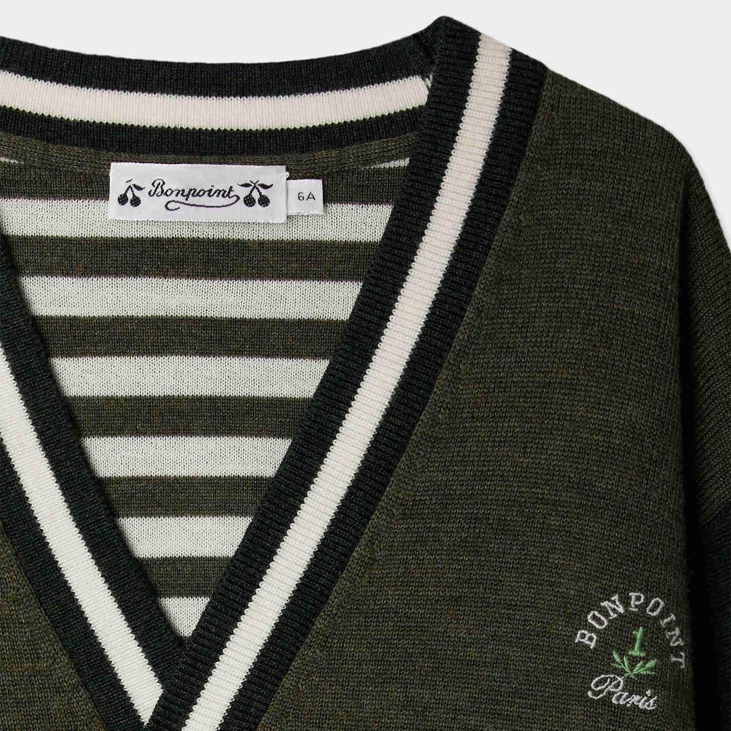 Boys Dark Green Wool Cardigan