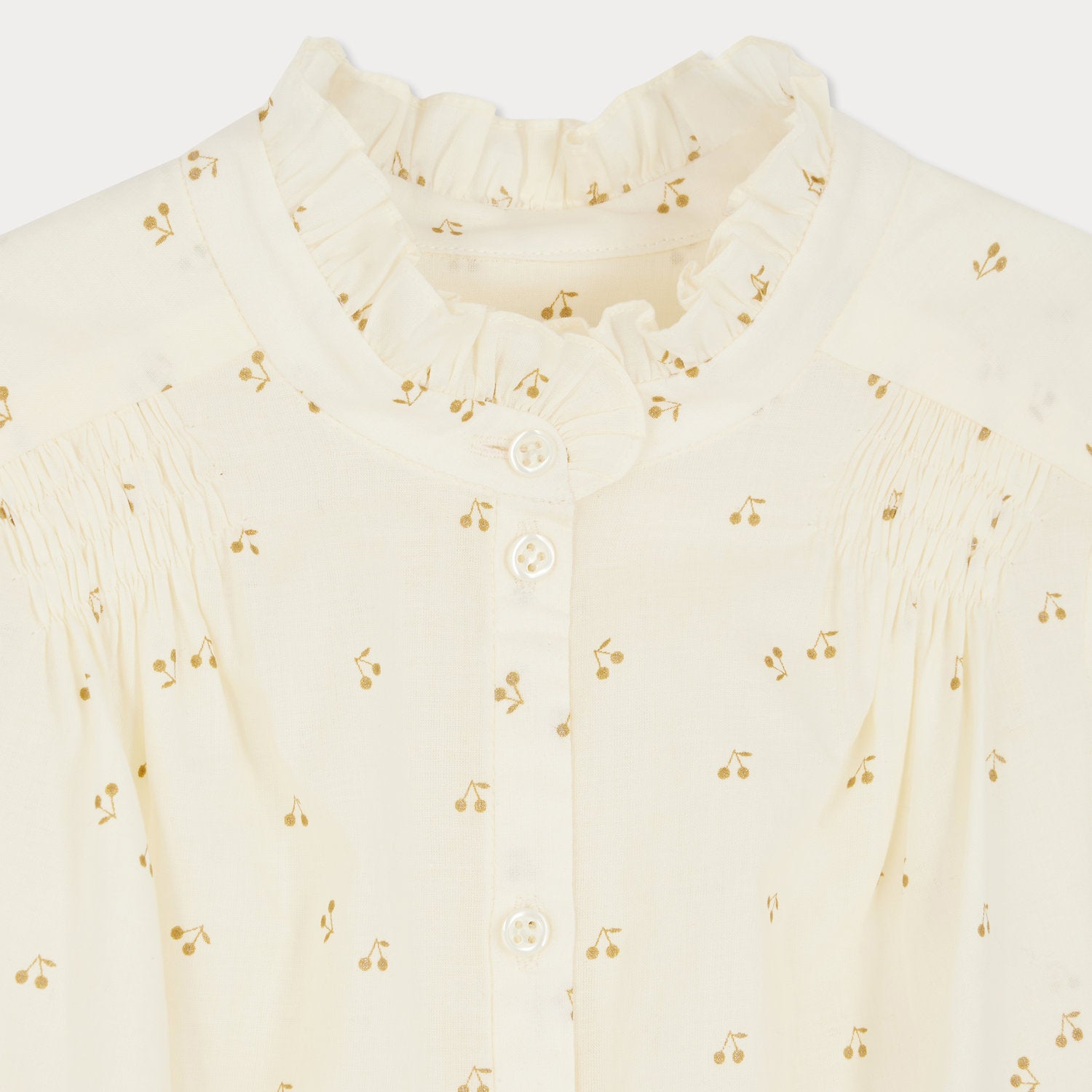 Girls Ivory Cherry Printed Cotton Blouse