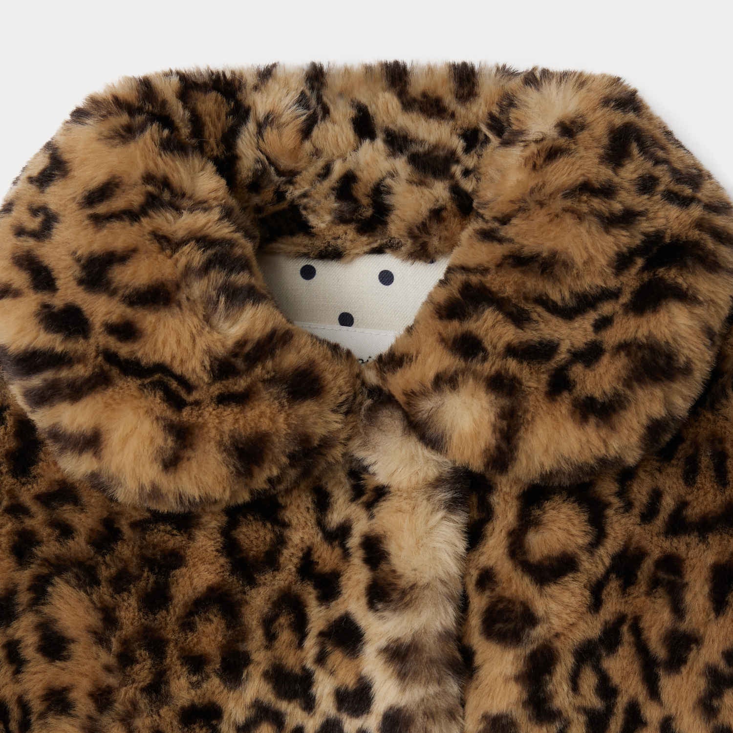 Girls Brown Leopard Faux Fur Coat