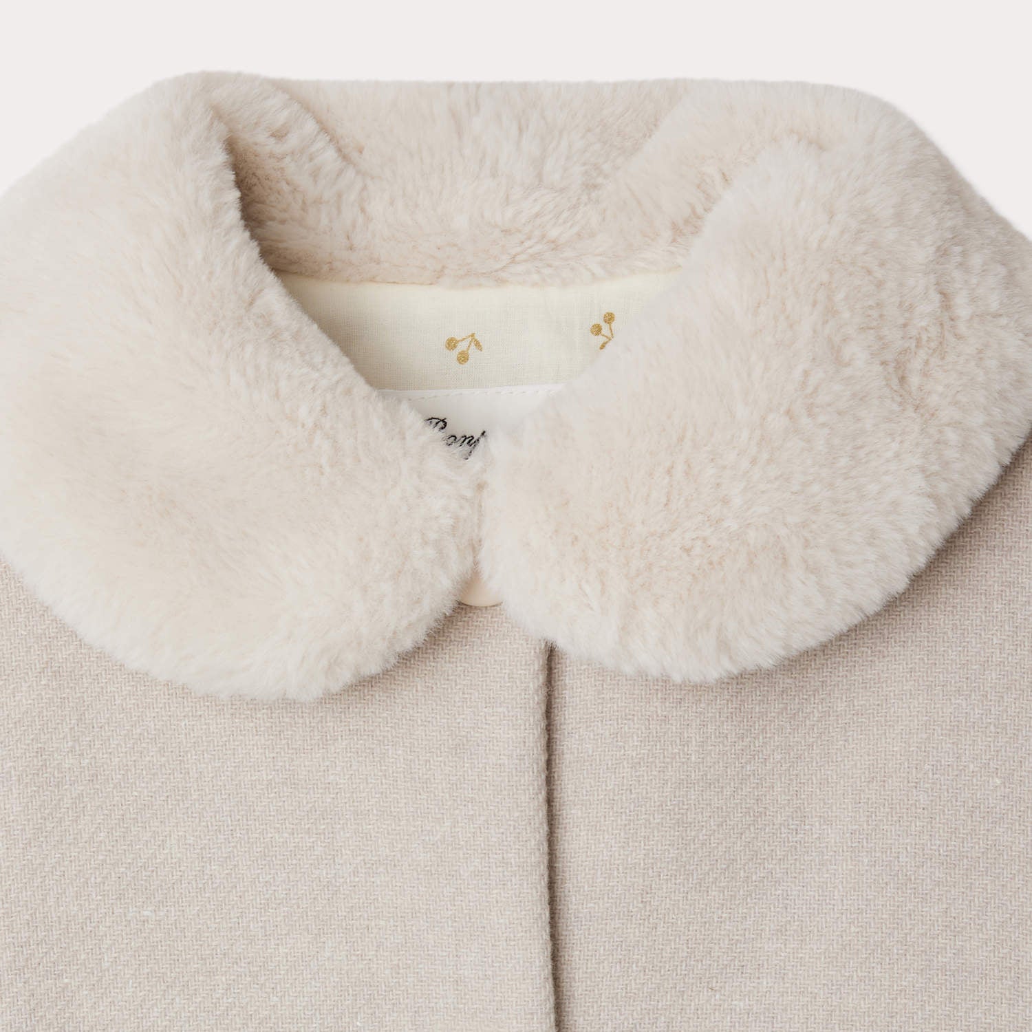 Girls Light Beige Wool Coat