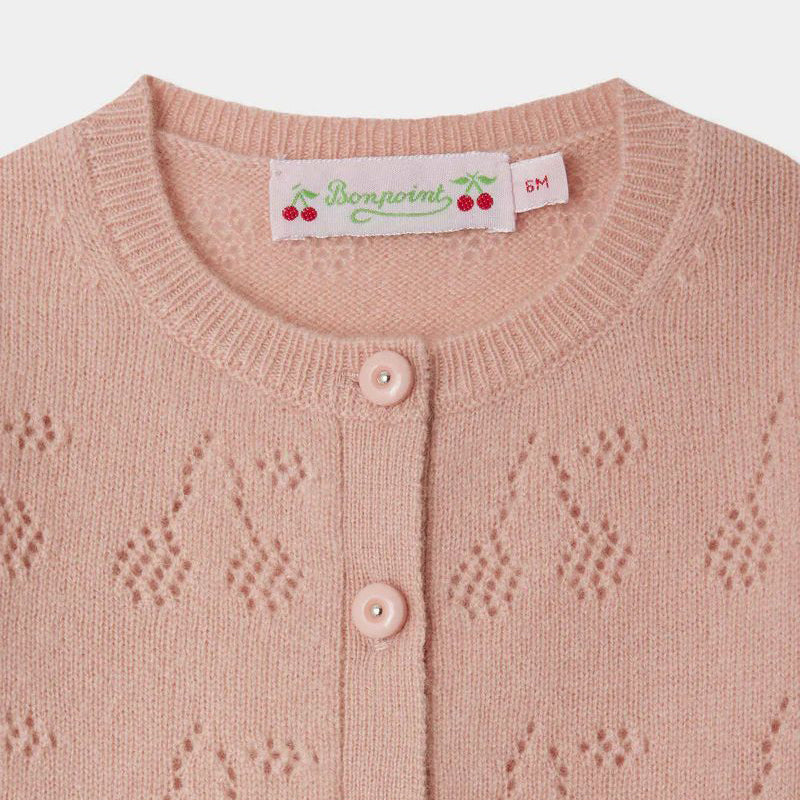 Baby Girls Light Pink Knit Cashmere Cardigan