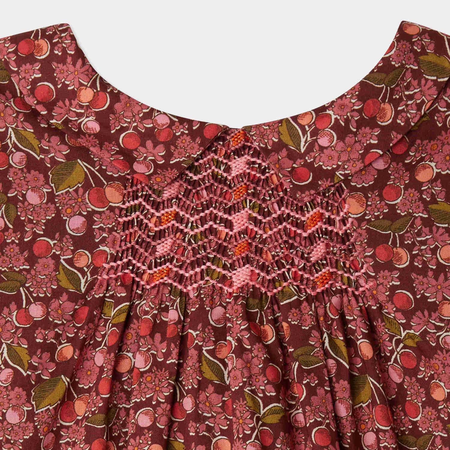 Baby Girls Wine Red Floral Cotton Dress