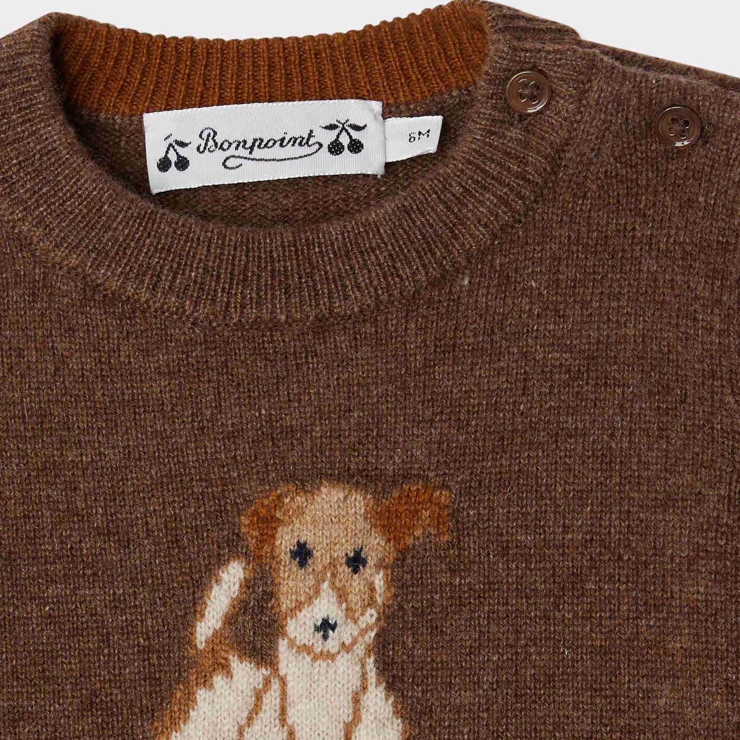 Baby Boys Brown Jacquard Cashmere Sweater