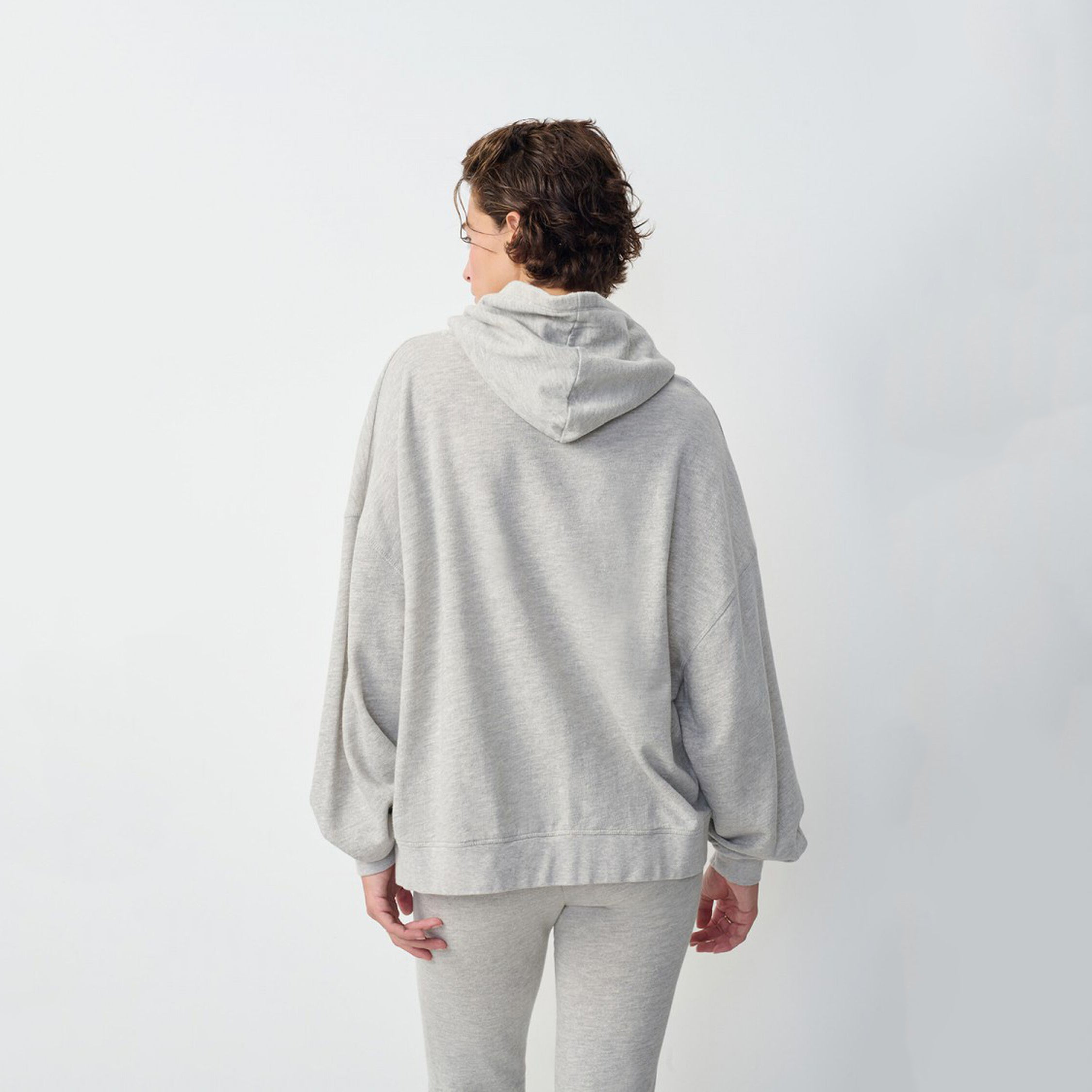 Women Light Grey Cotton Hooded Sweatshirt