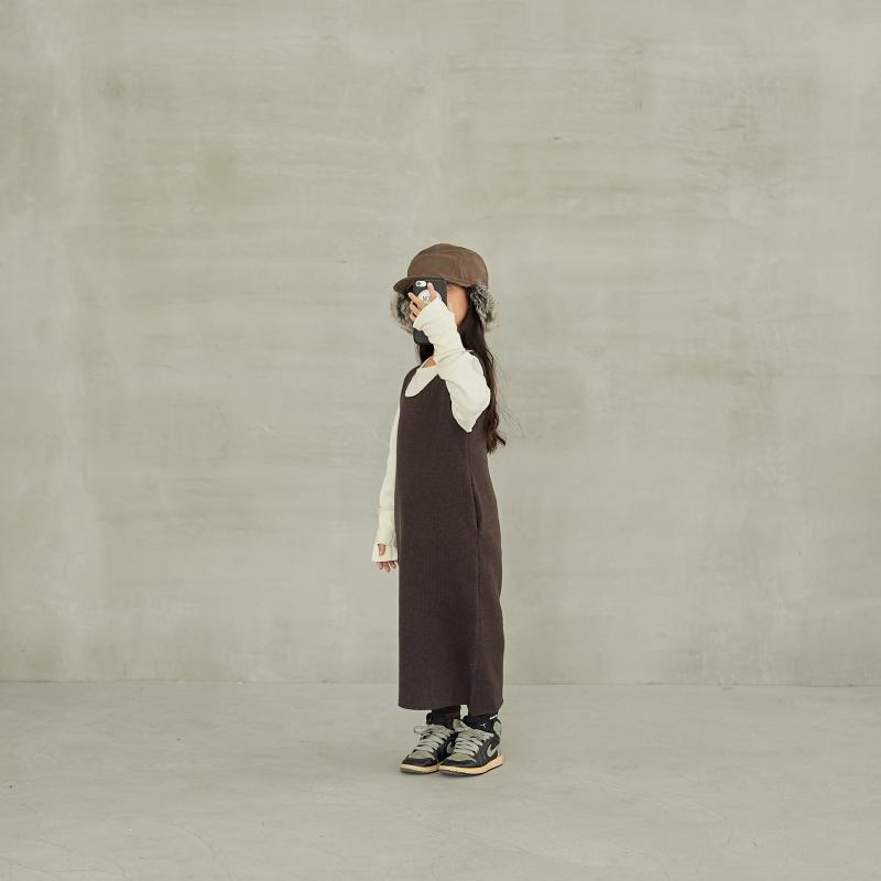 Girls Coffee Wool Dress