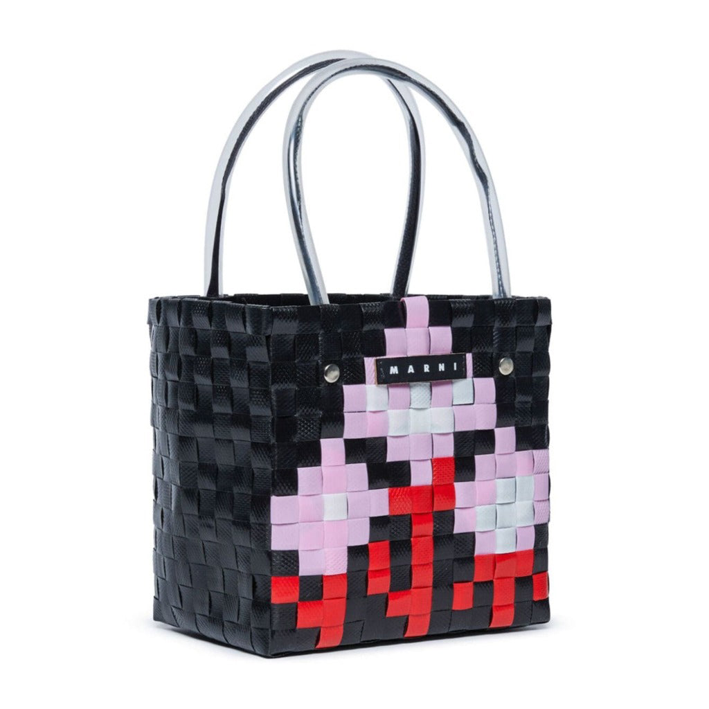 Girls Black Woven Handbag