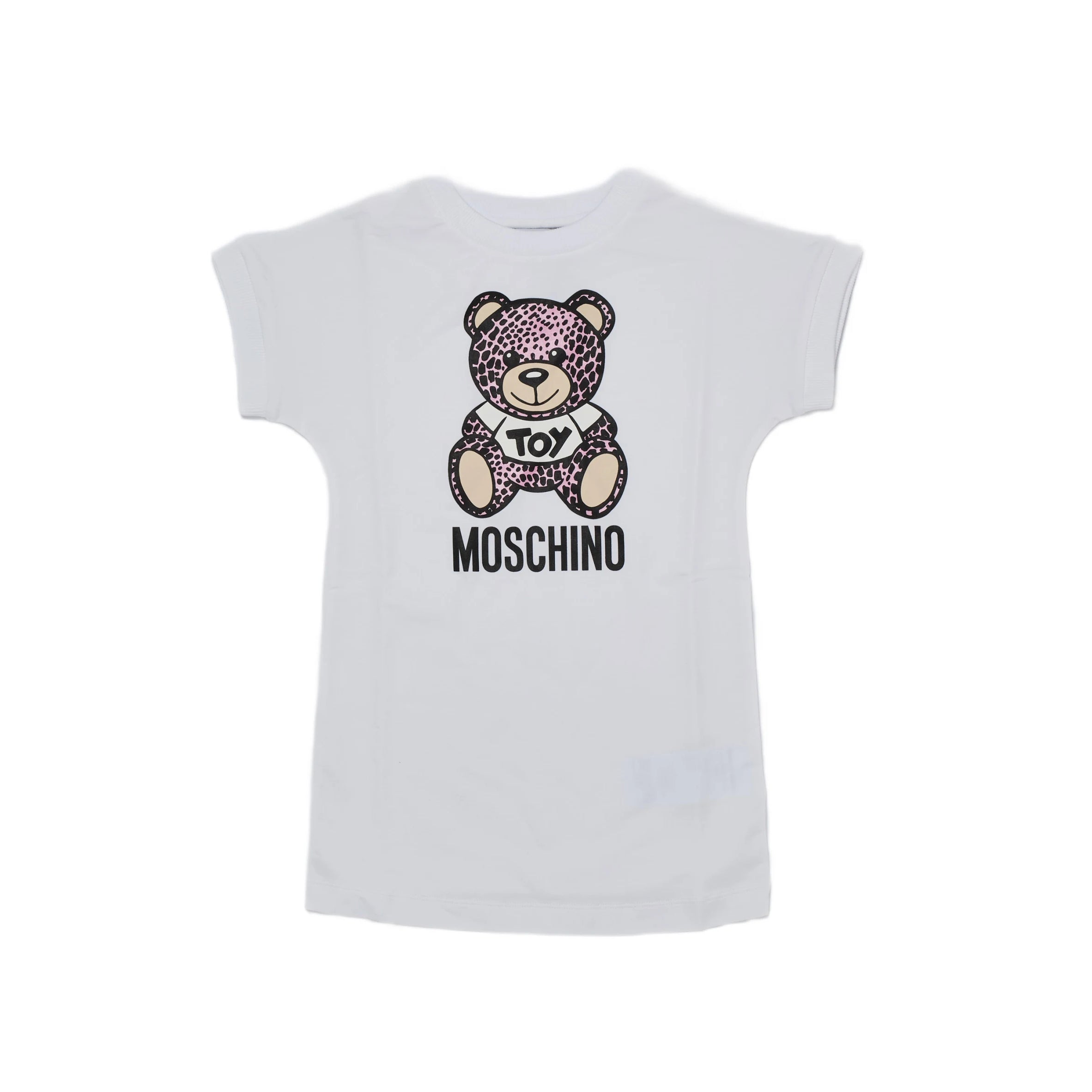 Girls White Teddy Bear Cotton Dress