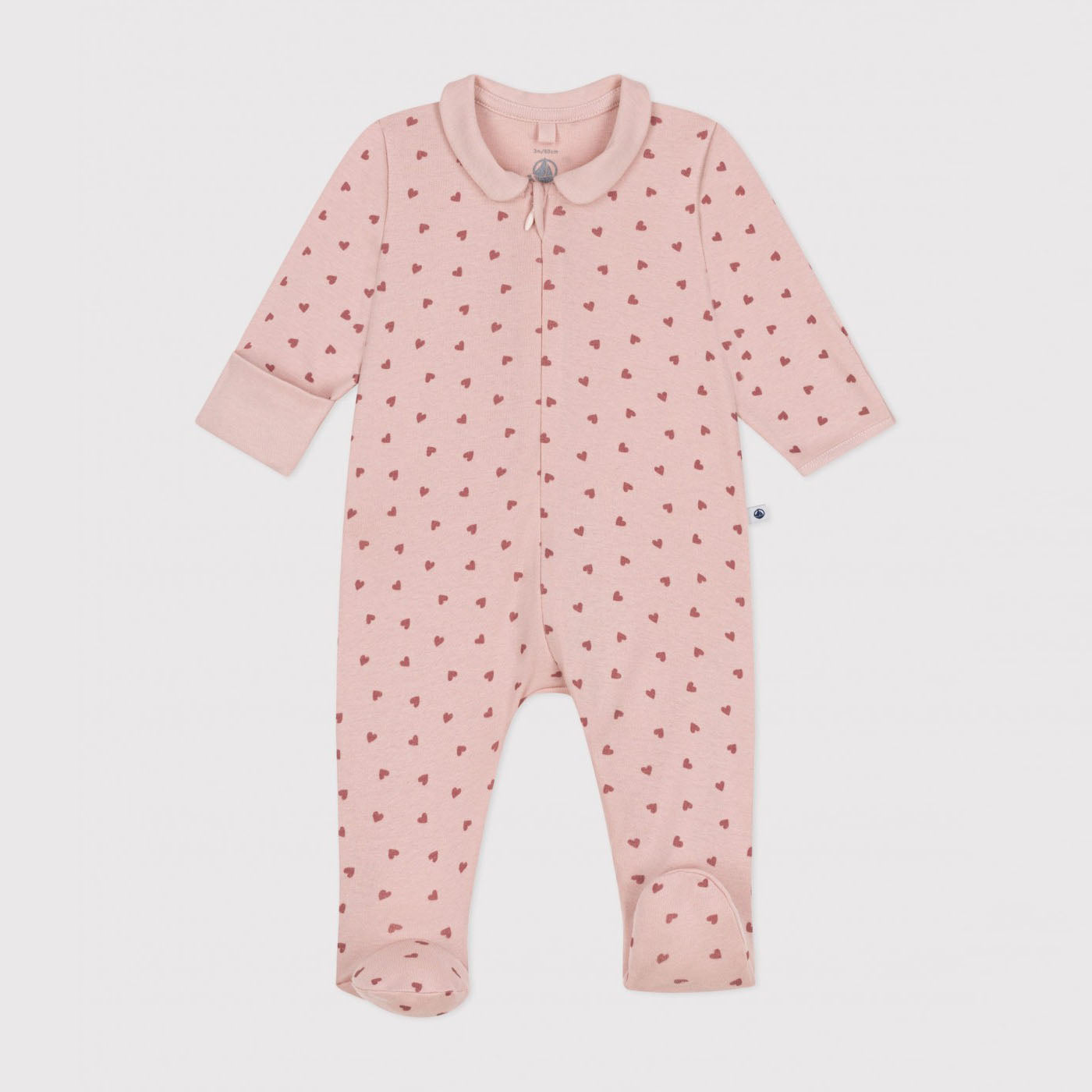 Baby Girls Pink Heart Cotton Babysuit