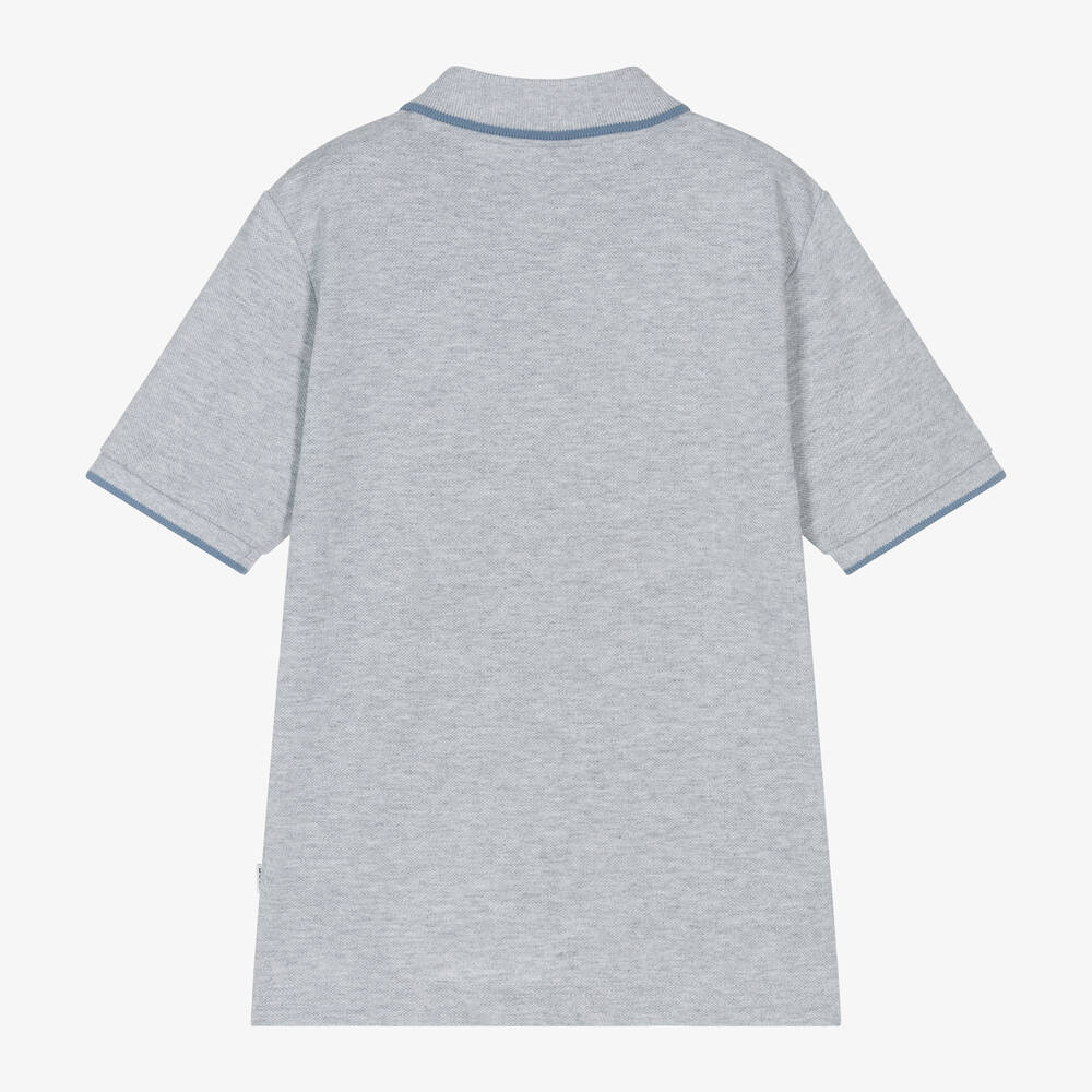 Boys Grey Cotton Polo Shirt