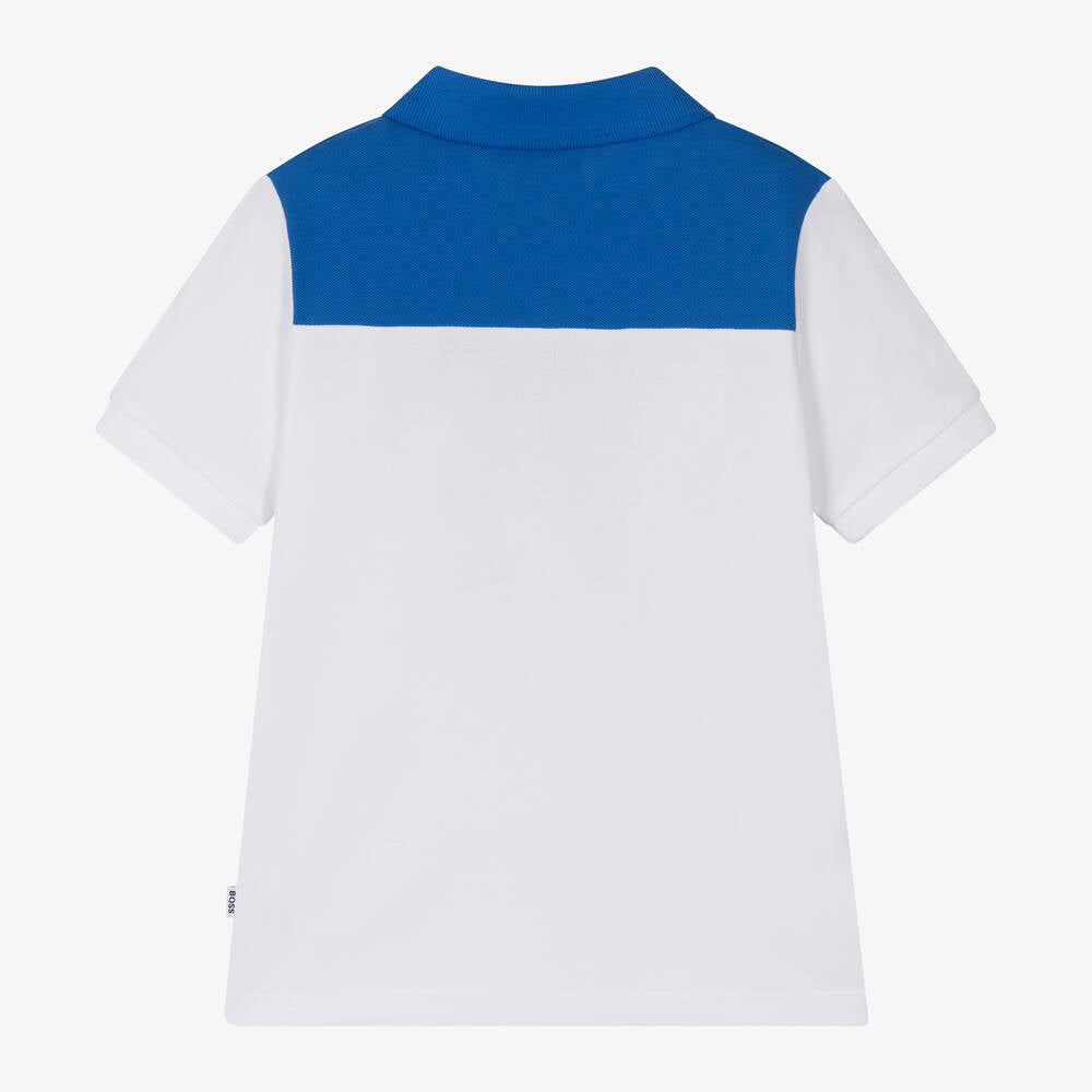 Boys White Cotton Polo Shirt