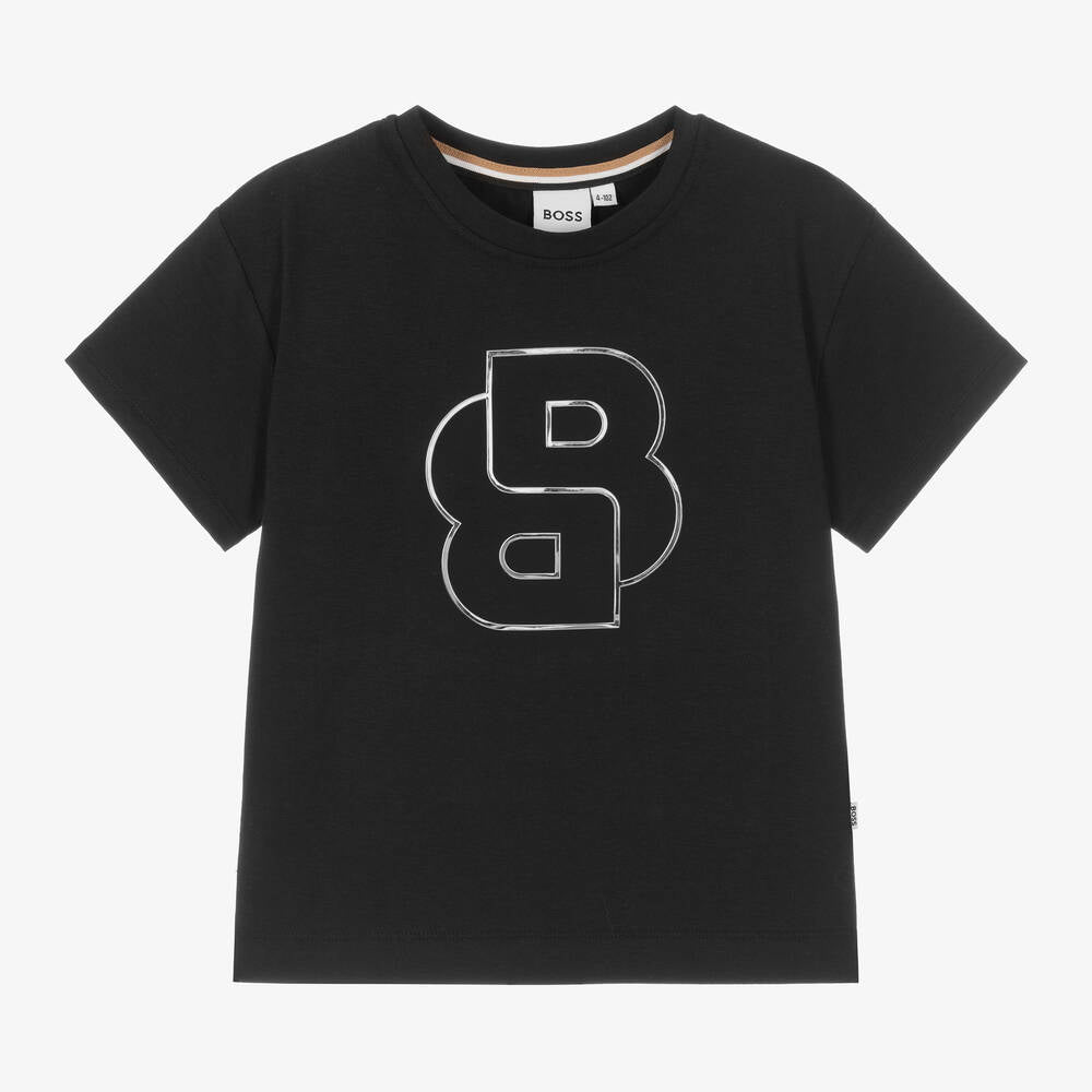 Girls Black Cotton T-Shirt