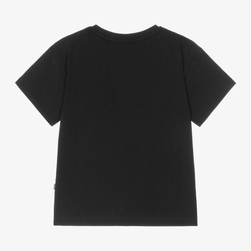 Girls Black Cotton T-Shirt