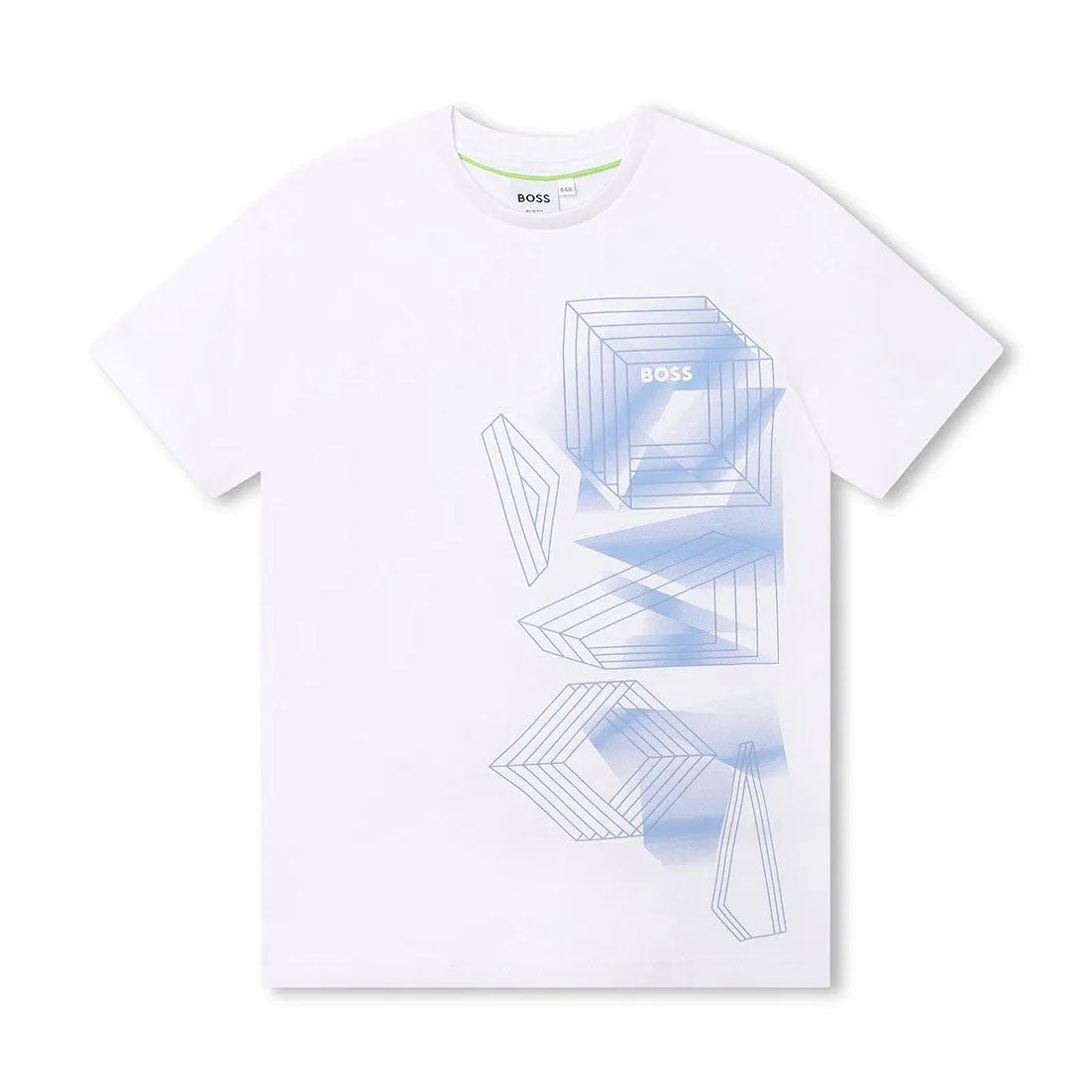 Boy White Printed Cotton T-Shirt