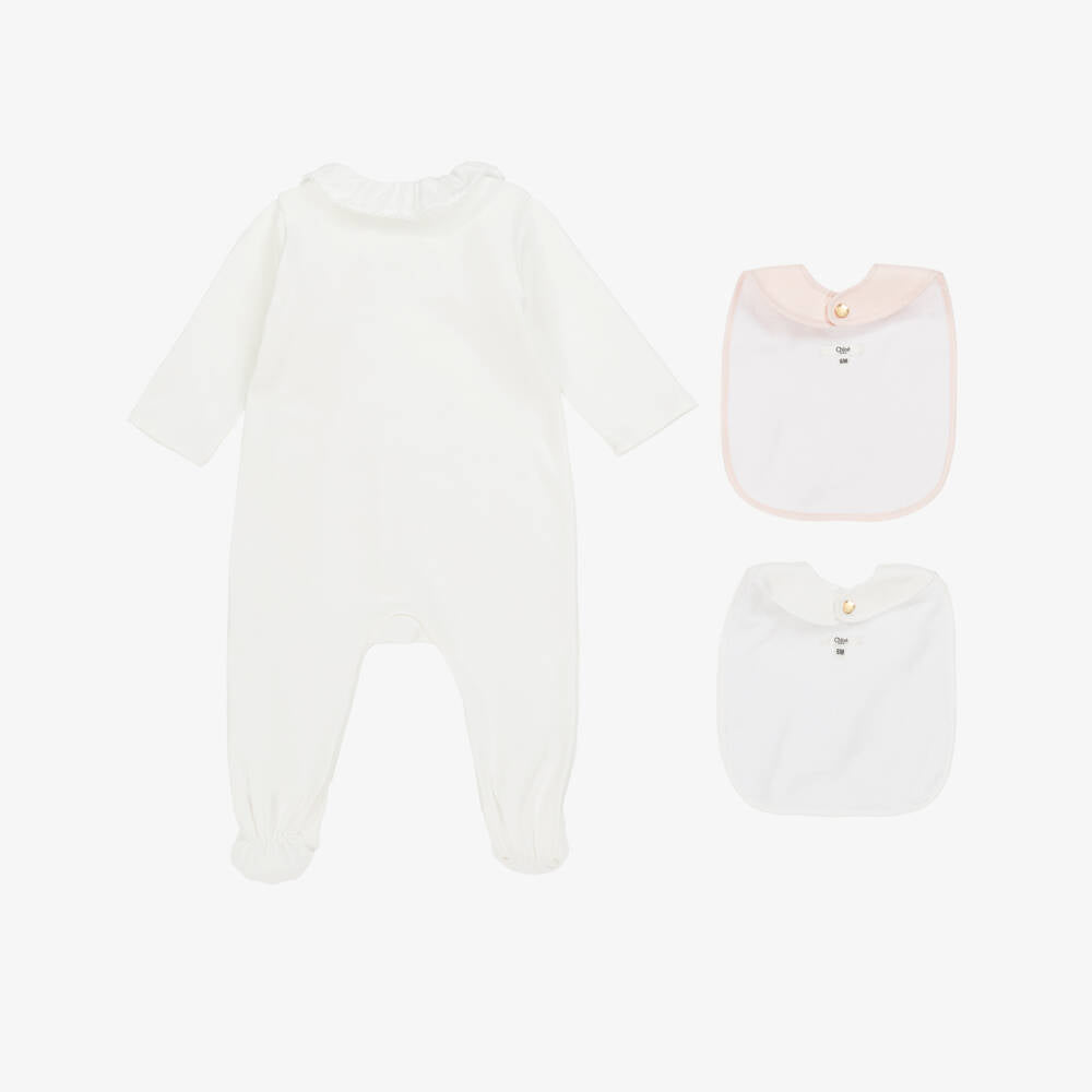 Baby Girls White Cotton Babysuit Gift Set(3 Pack)