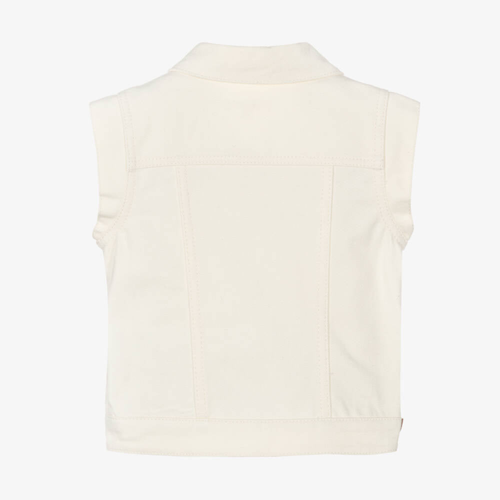 Girls White Denim Gilet