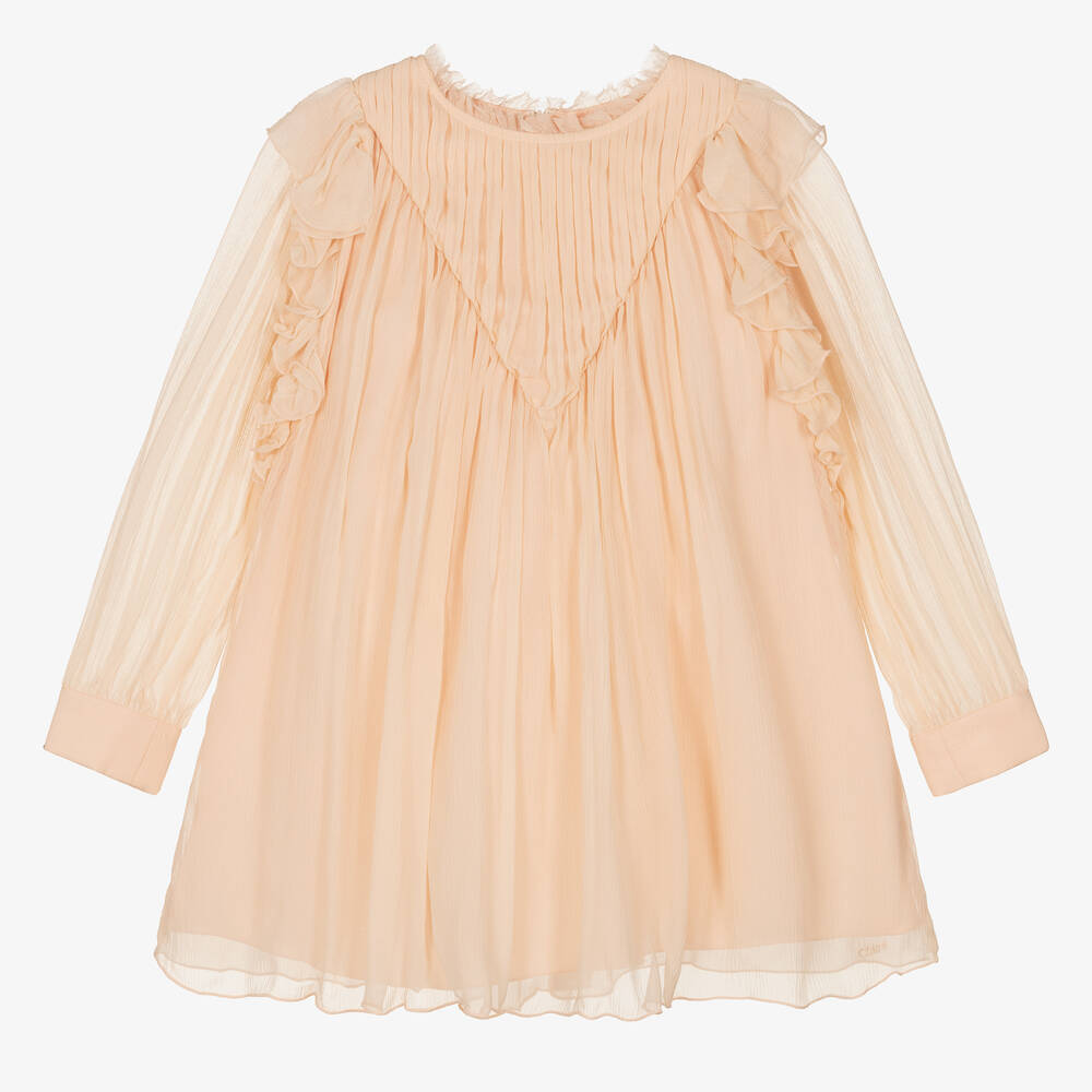 Girls Light Pink Silk Dress