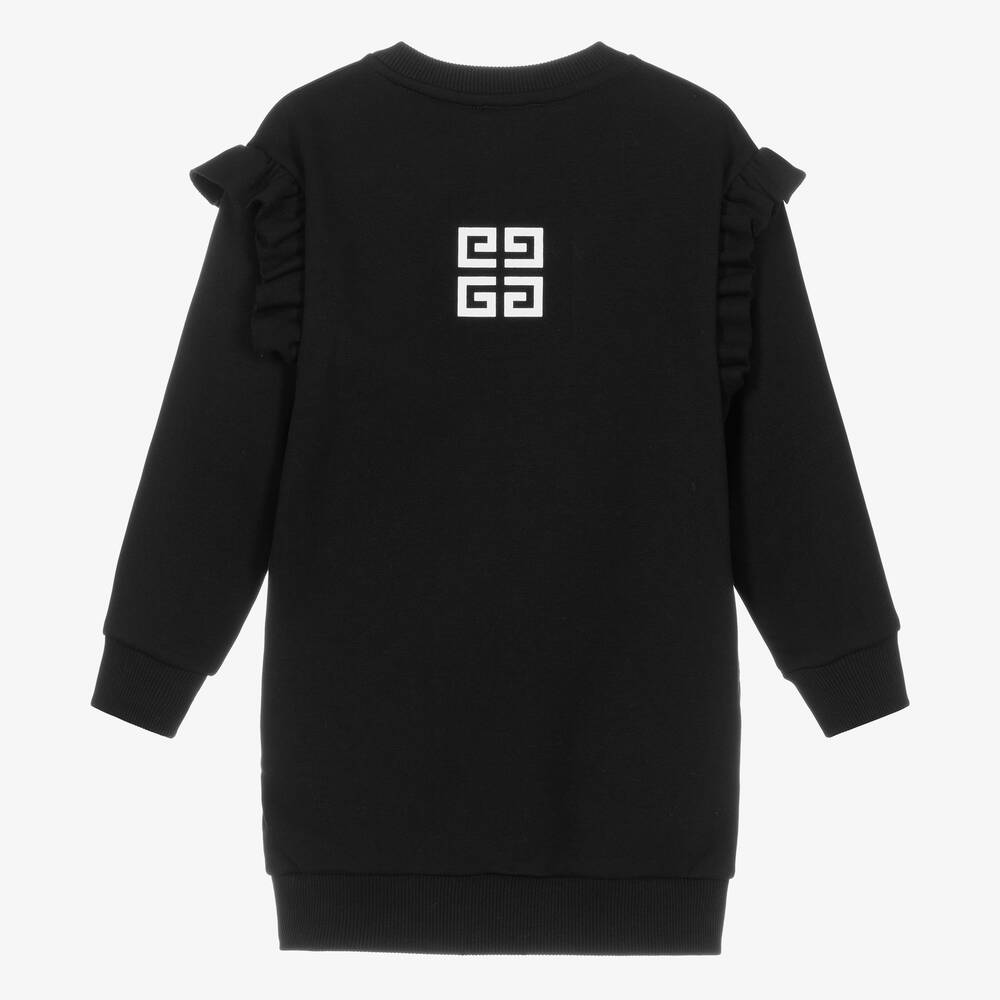 Girls Black Logo Cotton Dress