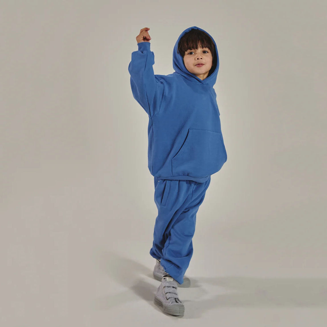 Boys & Girls Blue Hooded Cotton Sweatshirt