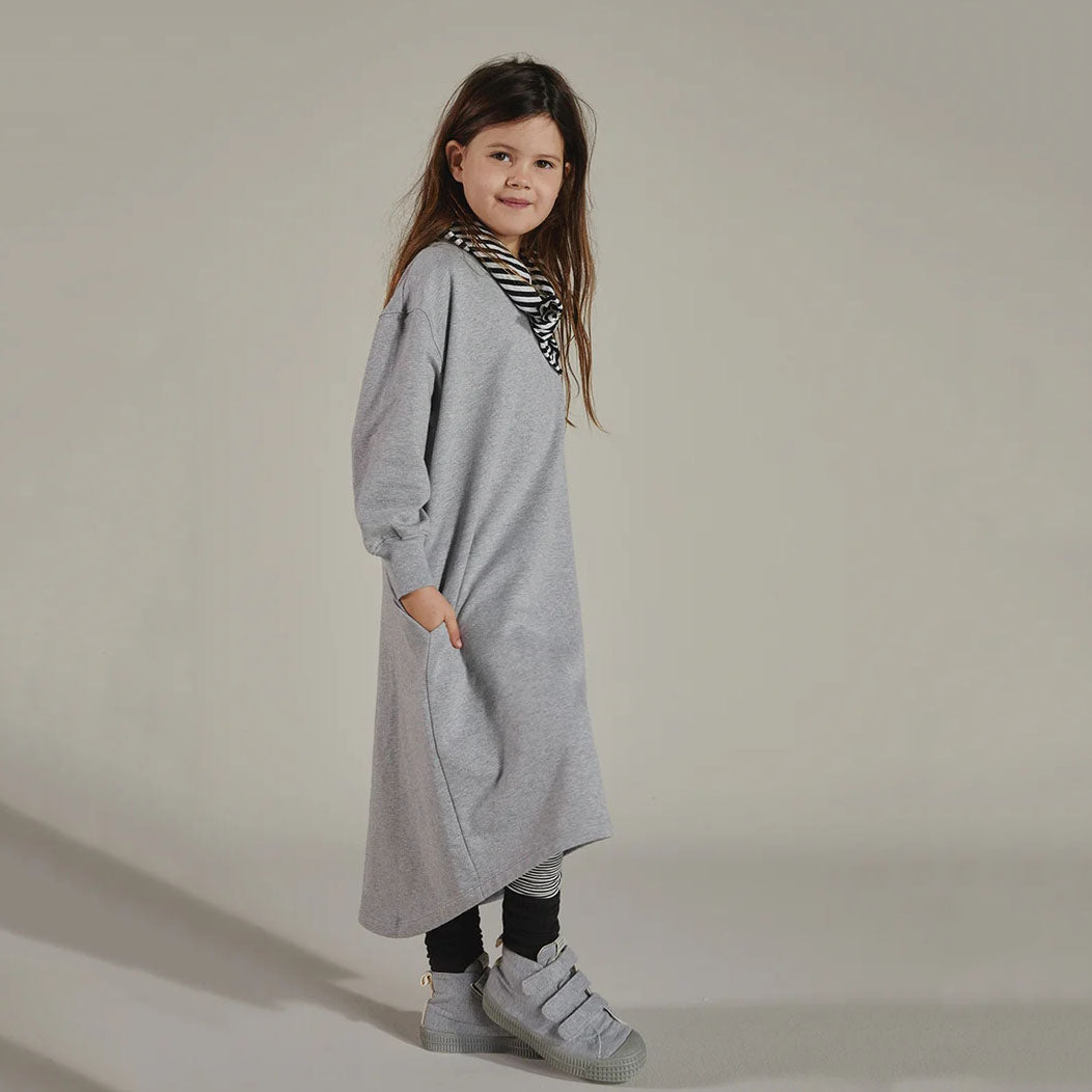 Girls Grey Cotton Dress