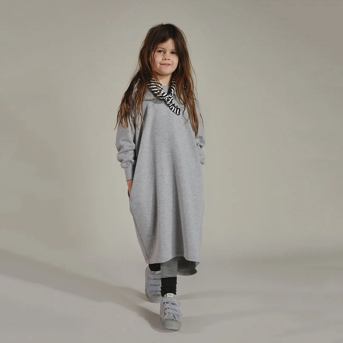 Girls Grey Cotton Dress