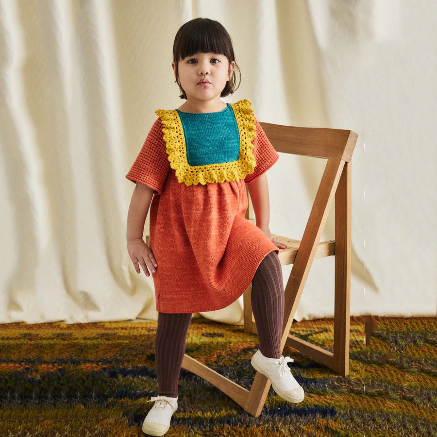 Girls Orange Cotton Dress