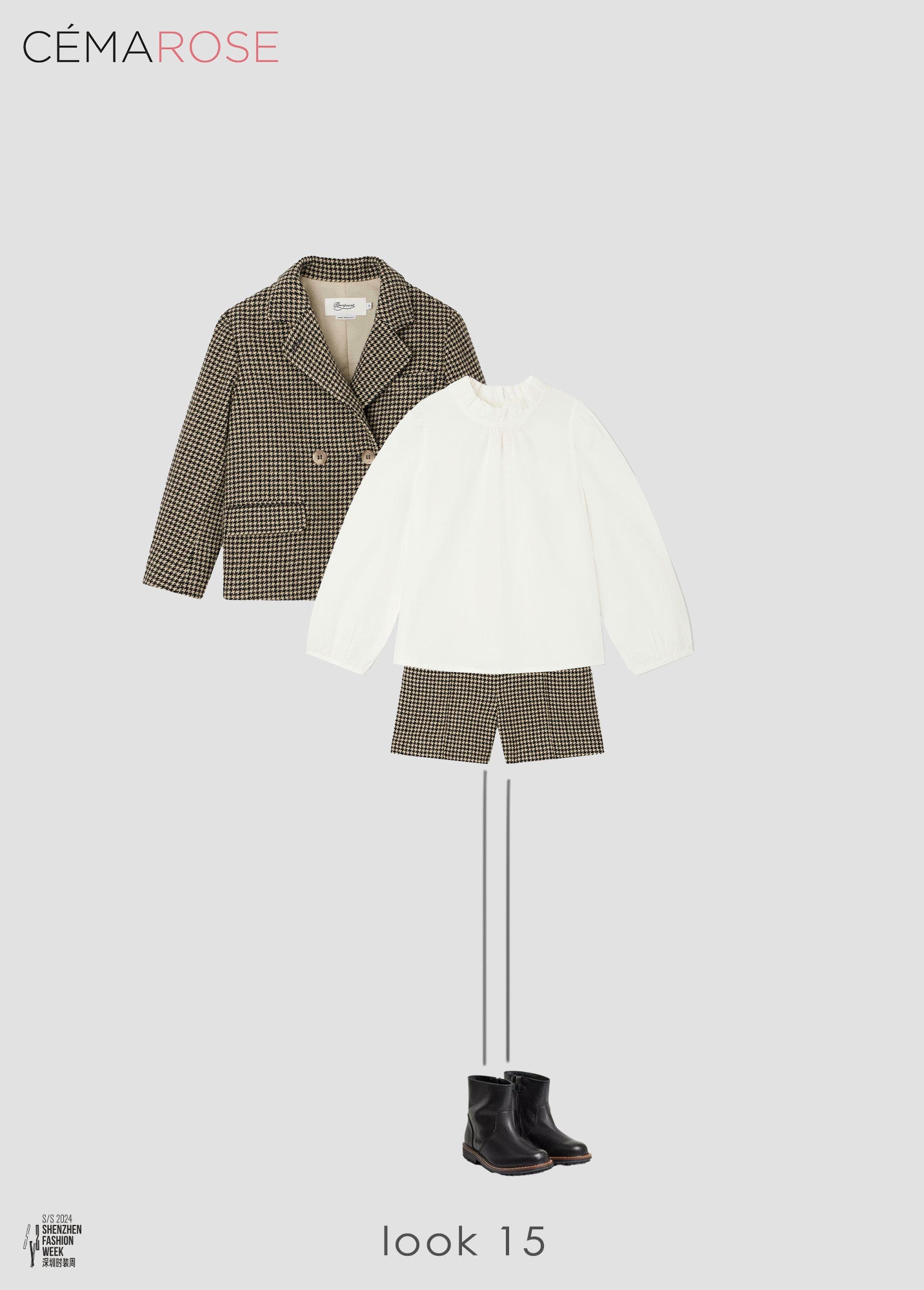 Girls Beige Check Wool Coat