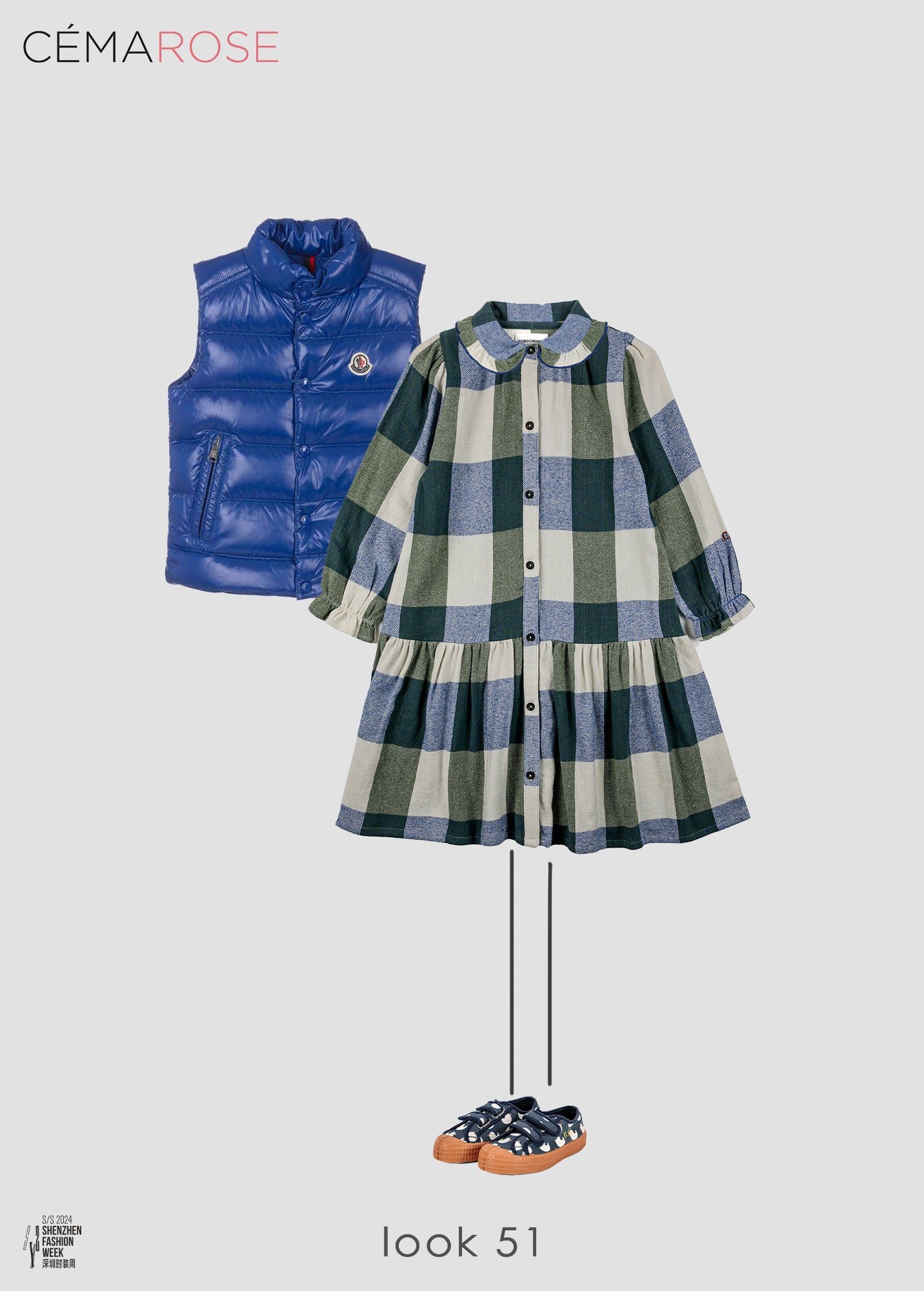 Girls Blue Check Cotton Dress