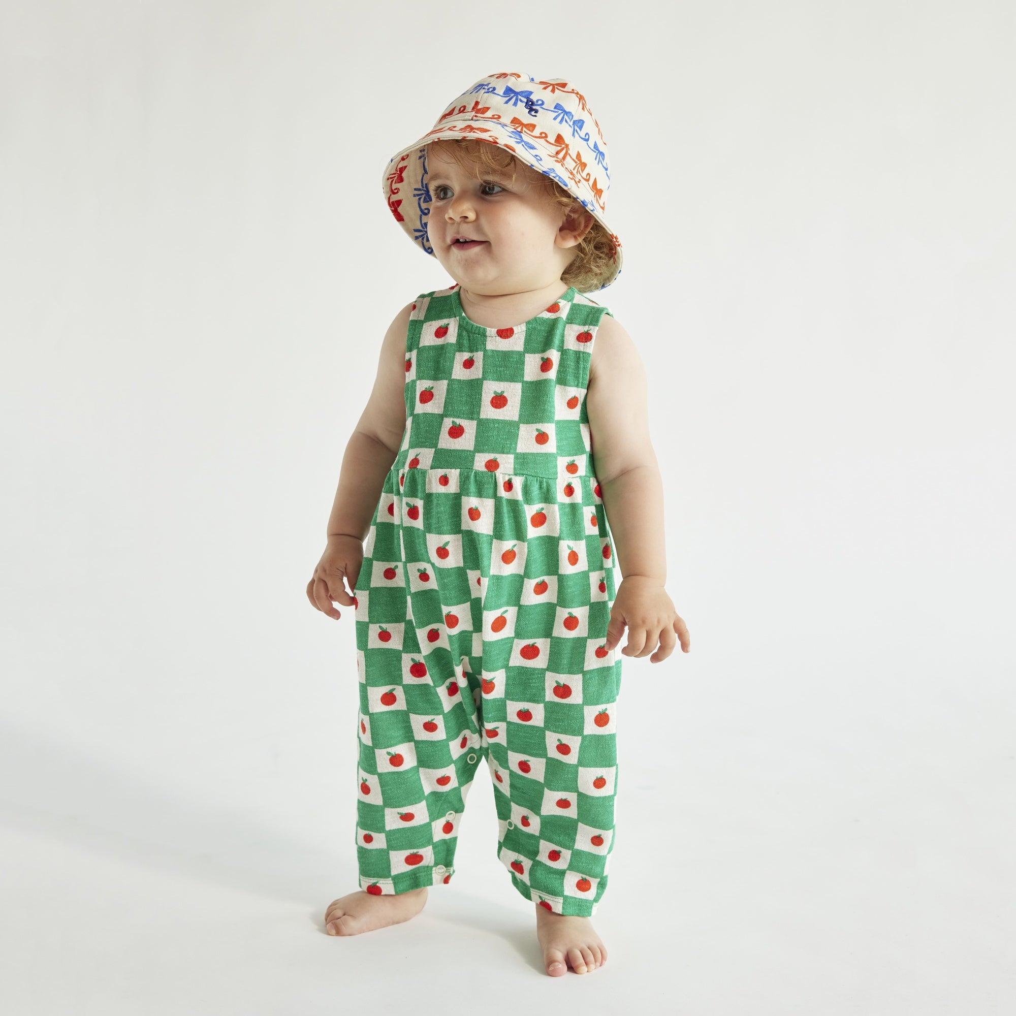 Baby Boys & Girls Green Check Cotton Babysuit