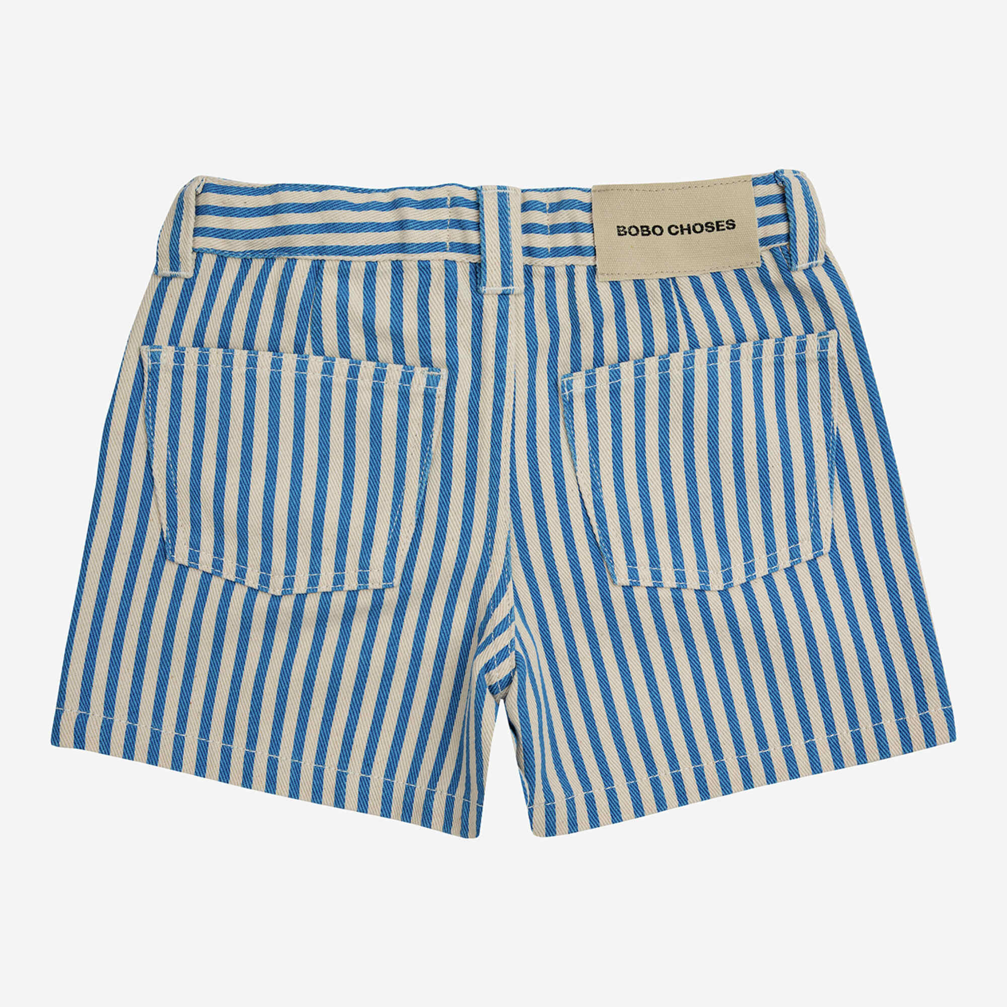 Girls Blue Stripes Cotton Shorts