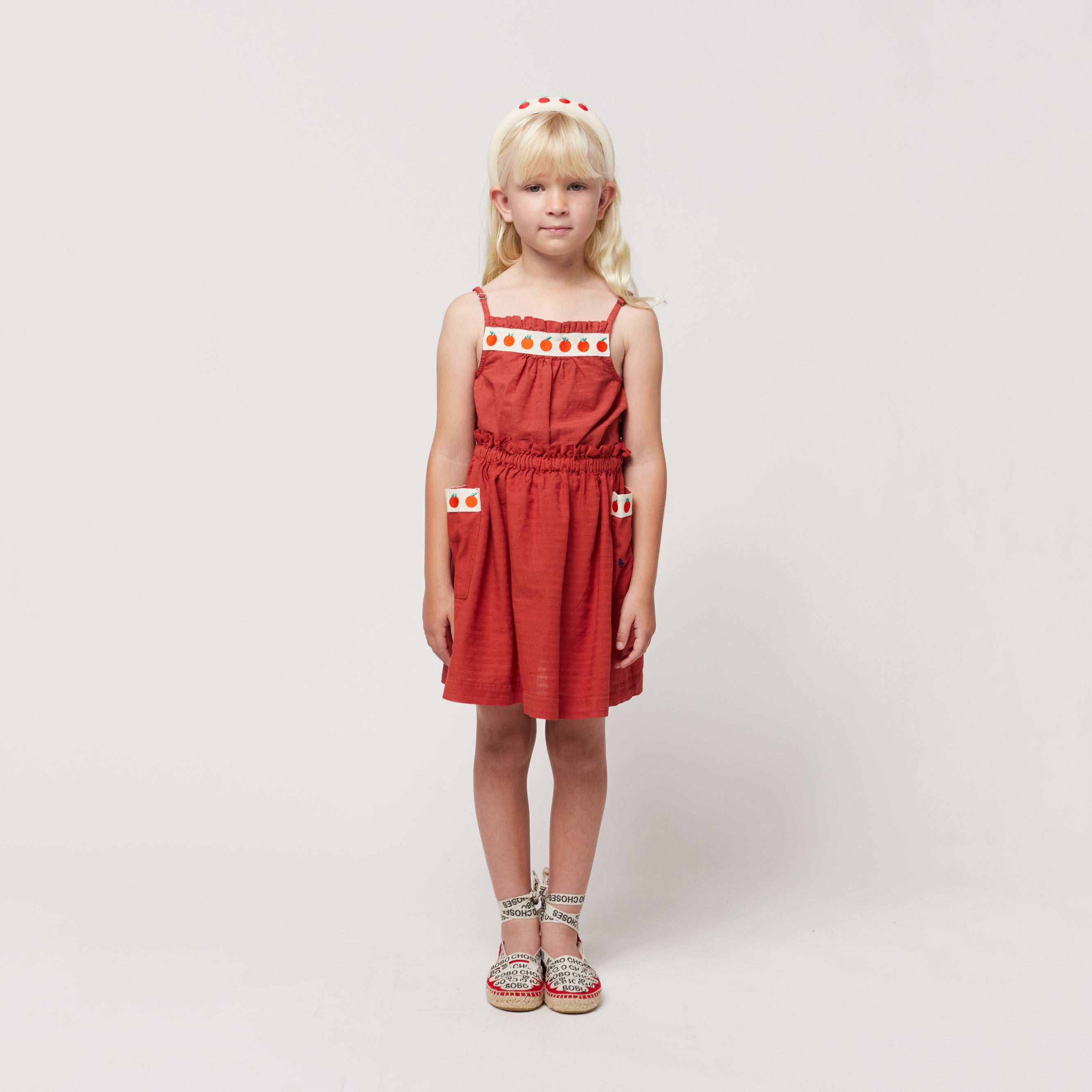 Girls Red Cotton Strap Top