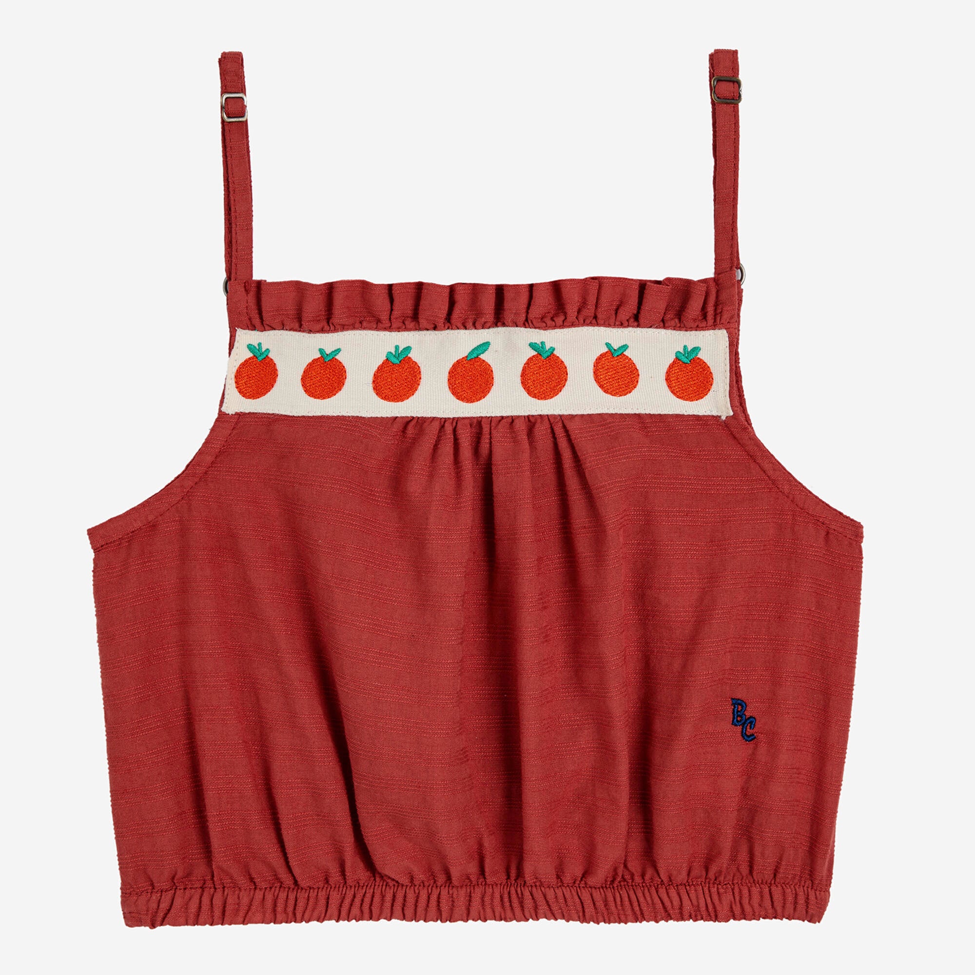 Girls Red Cotton Strap Top