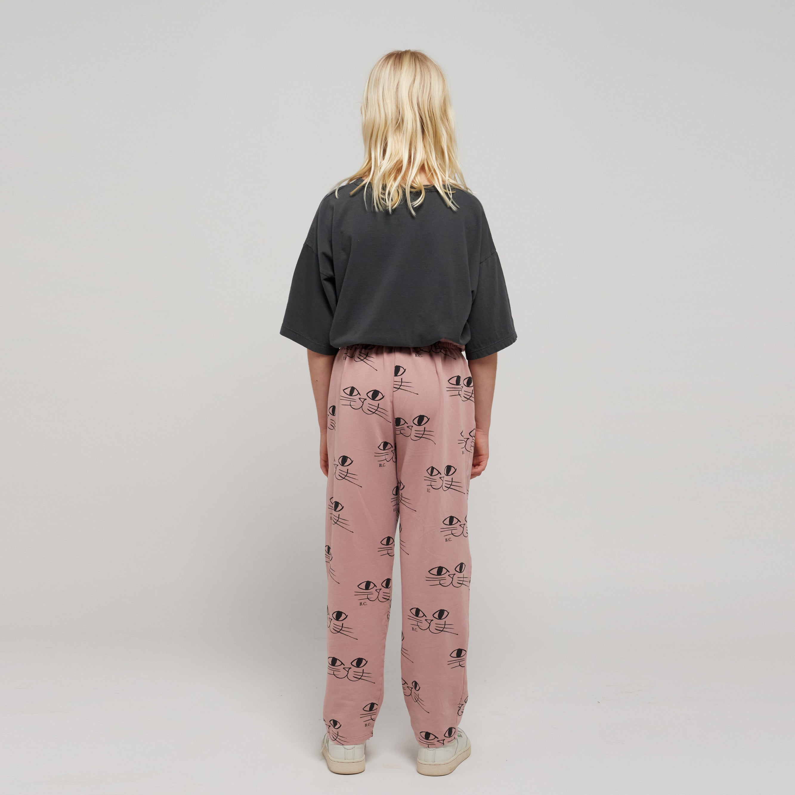 Girls Pink Printed Cotton Trousers