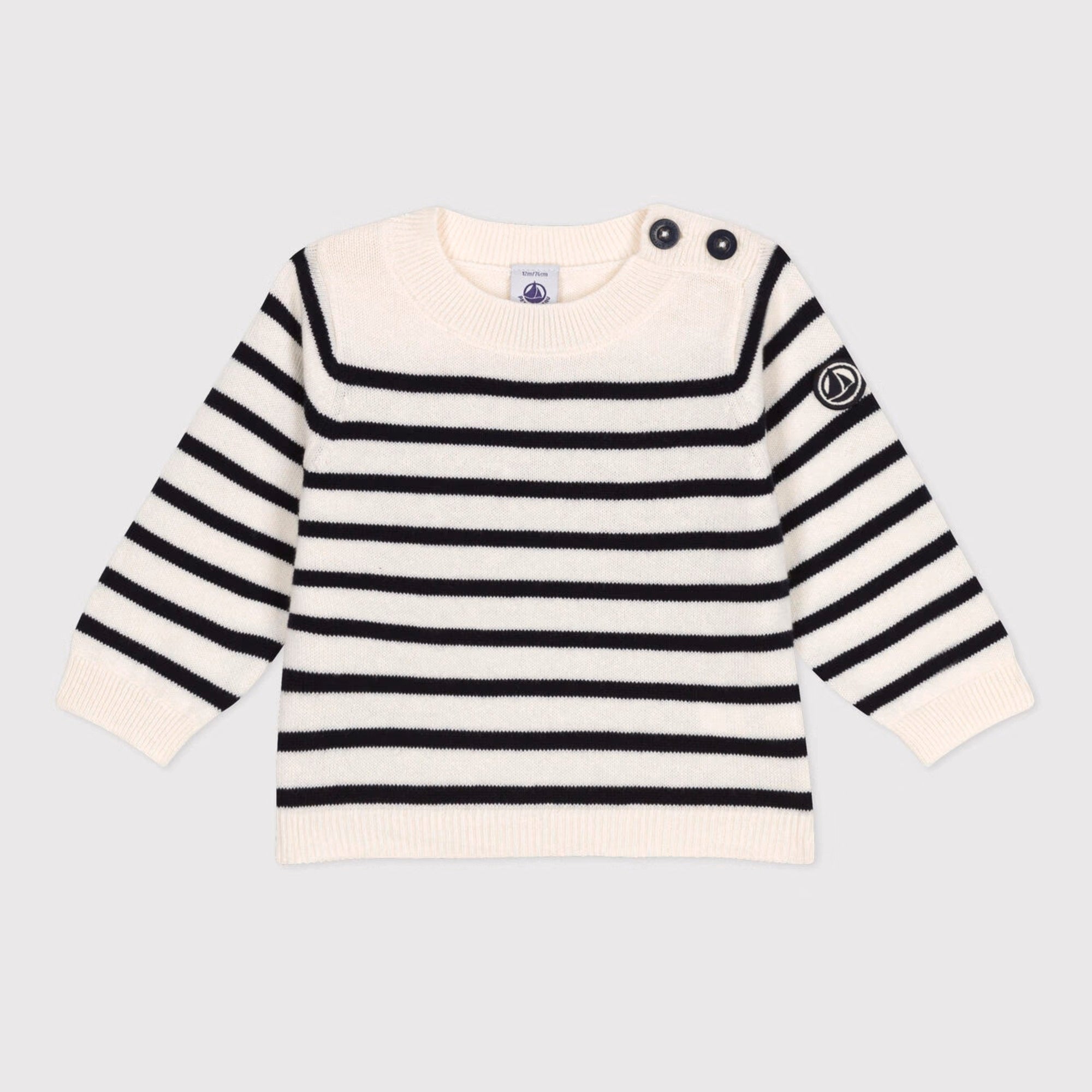 Baby Boys & Girls White Stripes Wool Sweater