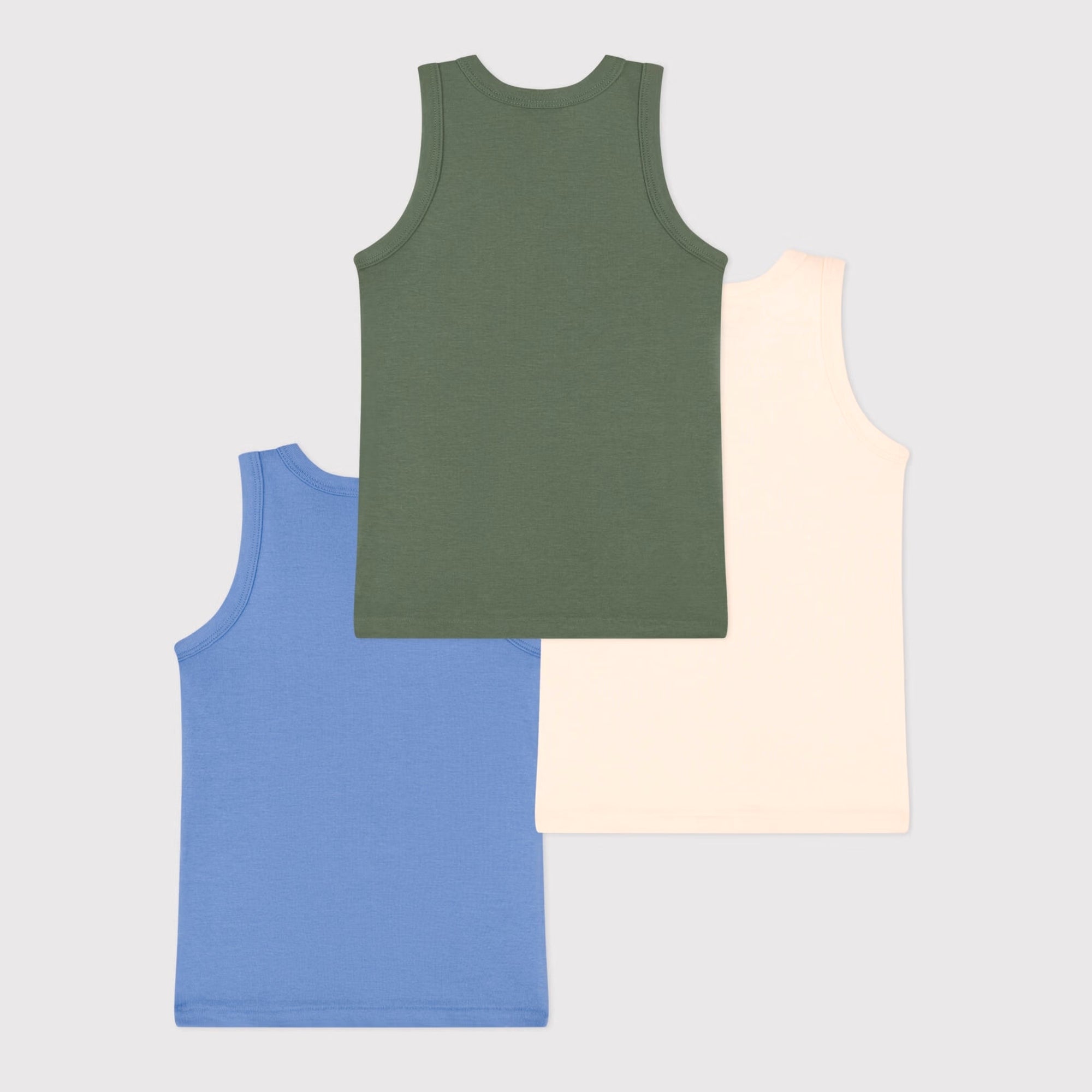 Boys Tricolor Cotton Vest Set(3 Pack)