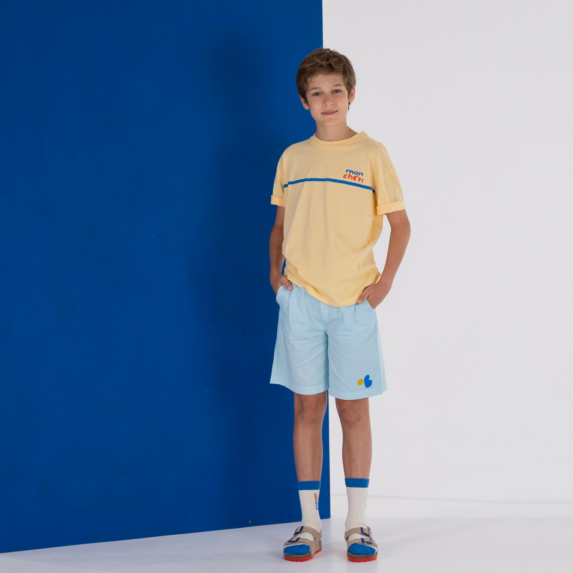 Boys & Girls Light Blue Cotton Shorts