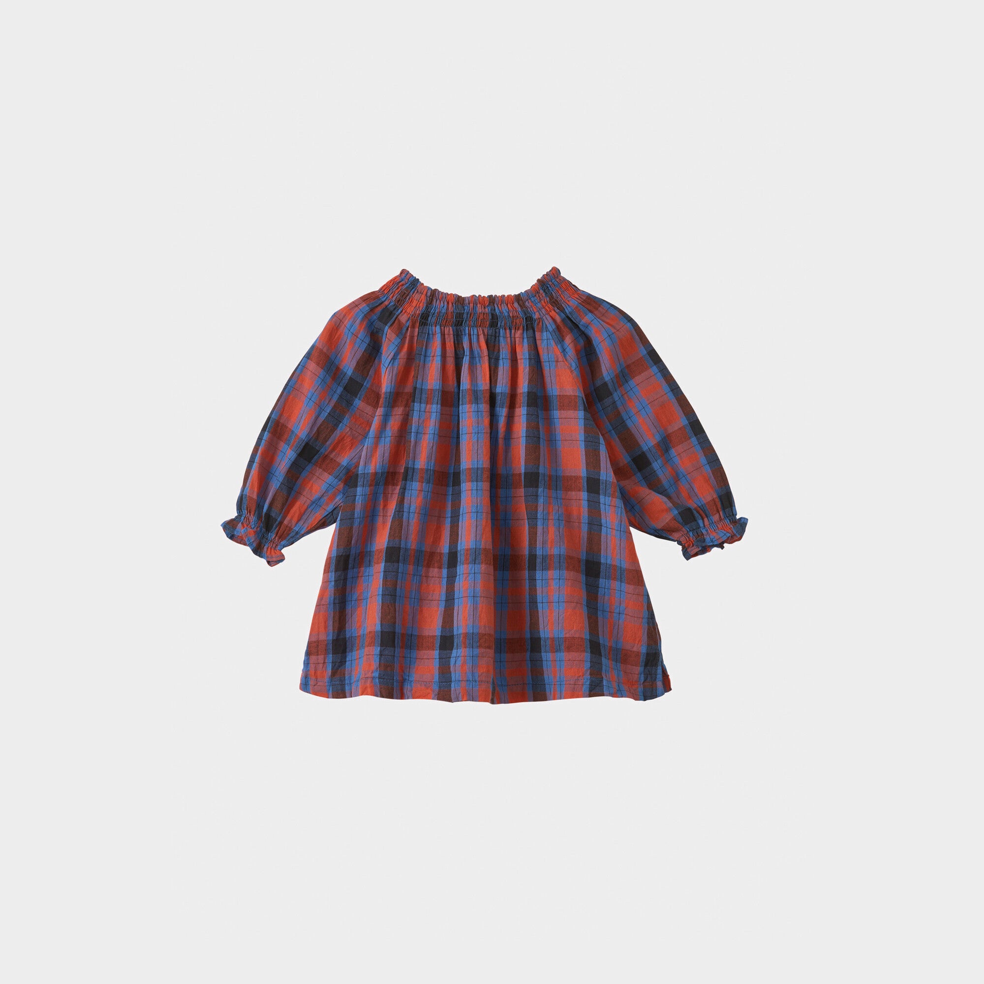 Baby Girls Blue Check Cotton Dress