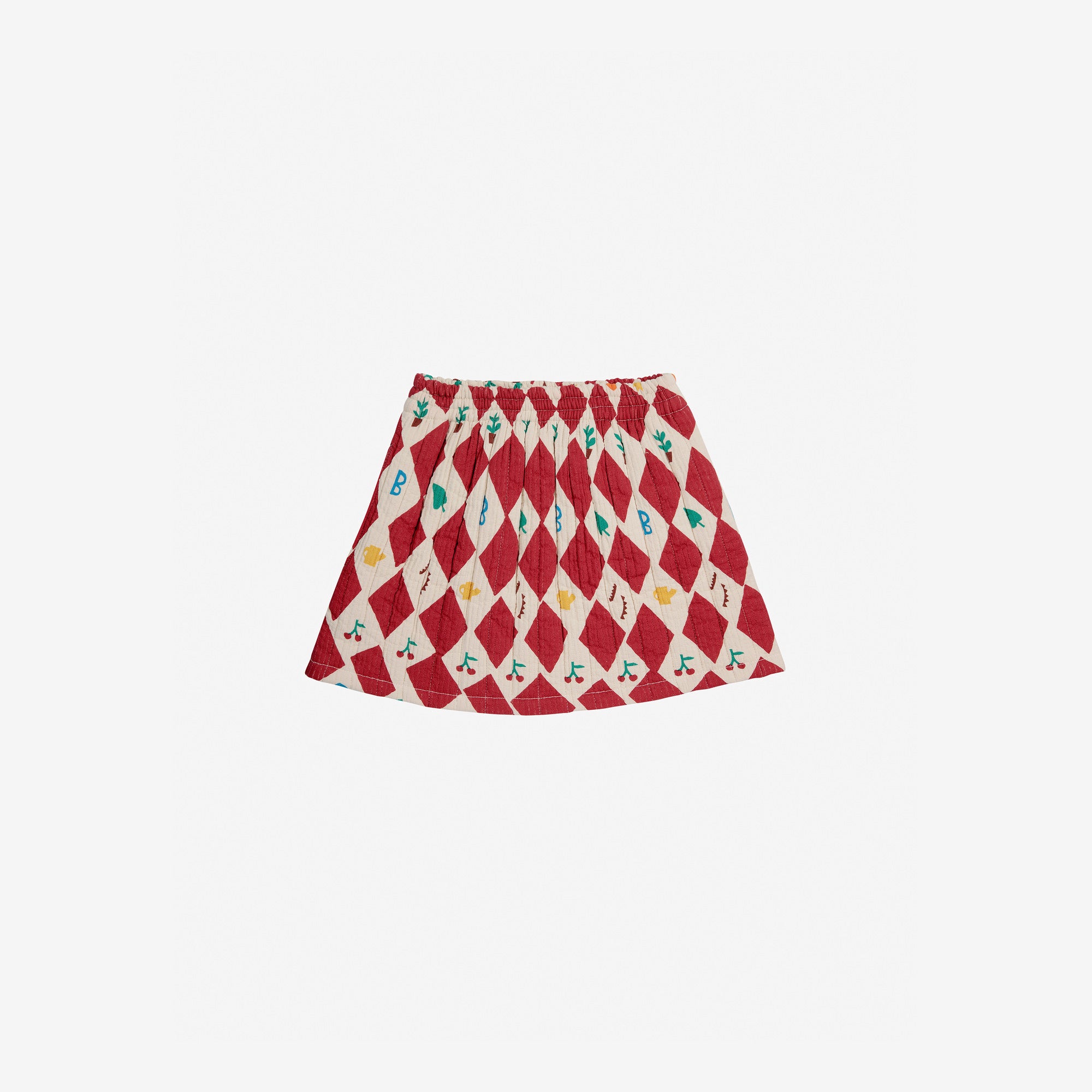 Girls Red Check Cotton Skirt